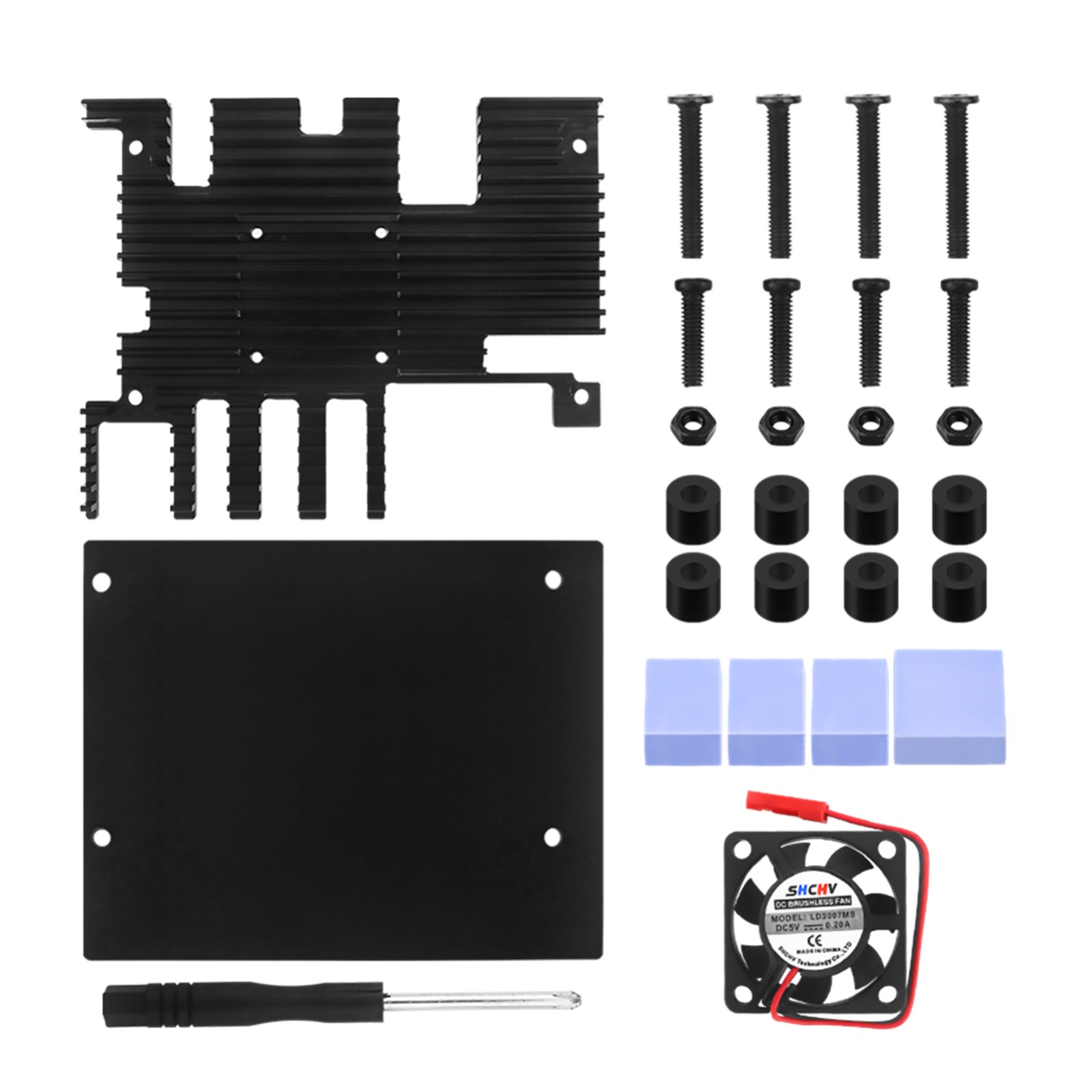 Aluminum Alloy Housing Case with Cooling Fan & Heatsinks For Orange Pi 5 Plus