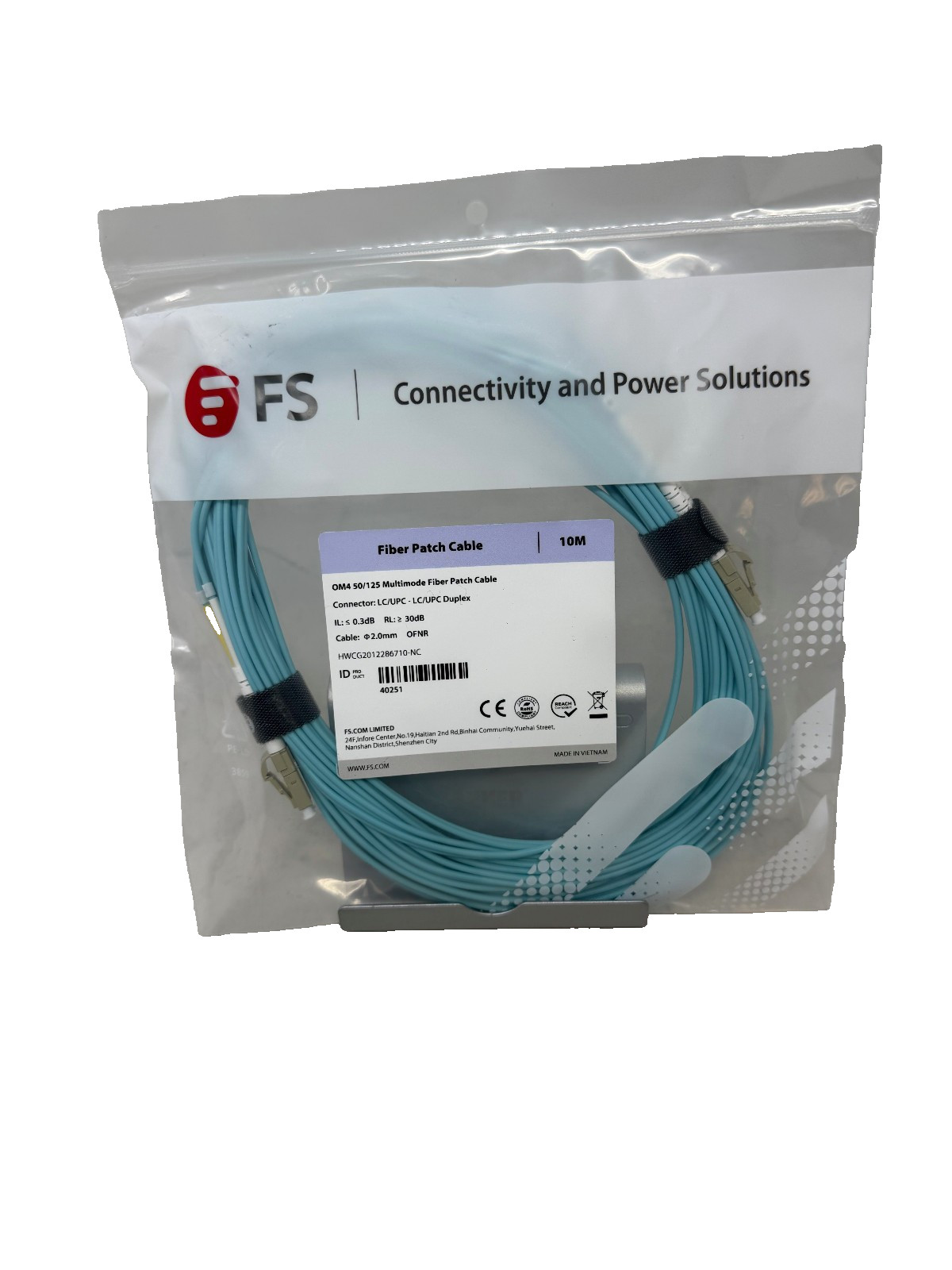 *NEW* FS 10M OM4 50/125 Multimode Fiber Patch Cable LC-UPC - LC-UPC OM4LCDX