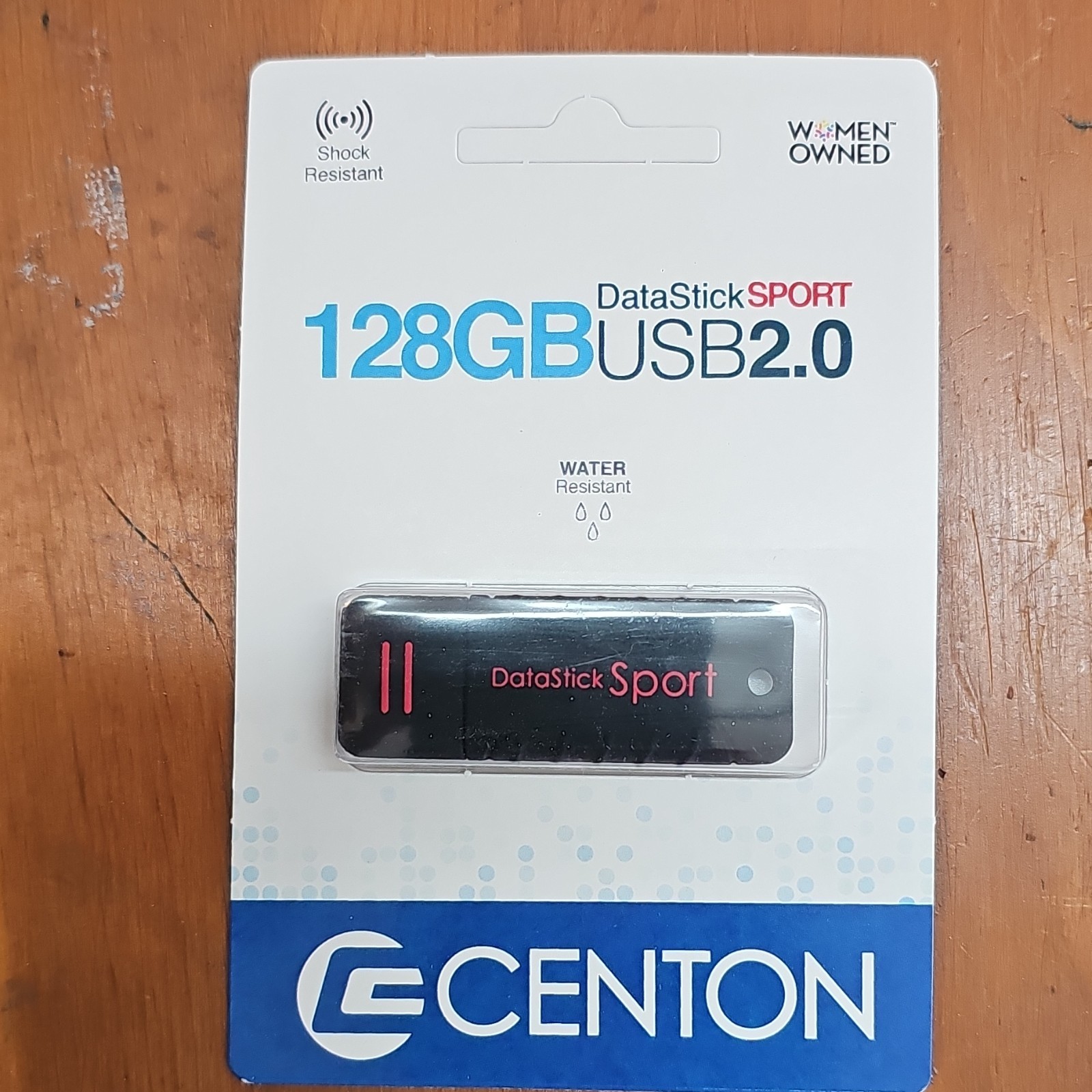 Centon DataStick SPORT 128GB USB 2.0 Flash Drive Black Shock/Water Resistant