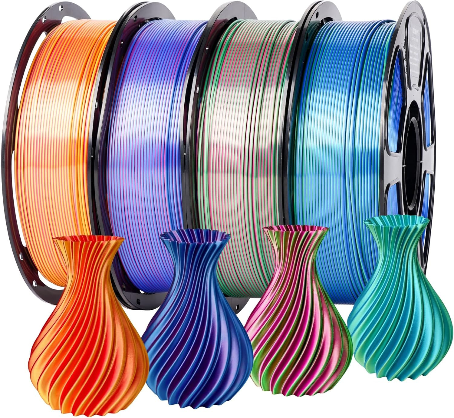 Silk Dual Color Filament Bundle 4KG, 3D Printer Filament 1.75Mm