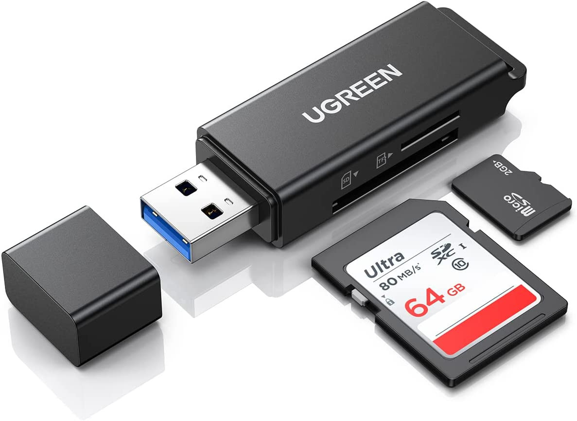 UGREEN SD Card Reader Portable USB 3.0 | Dual Slot Flash Memory Card Adapter