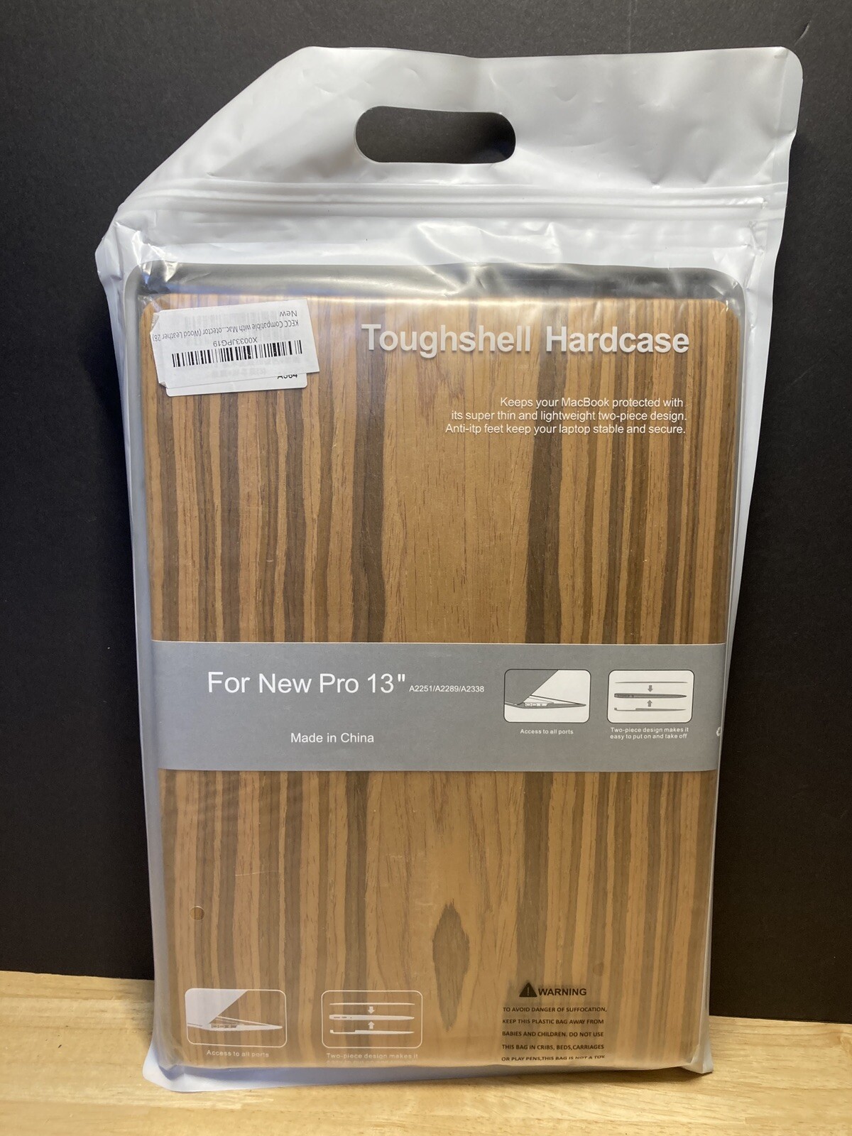 KECC Compatible w/ MacBook Pro 13” Toughshell Hardcase Brown Woodgrain NEW