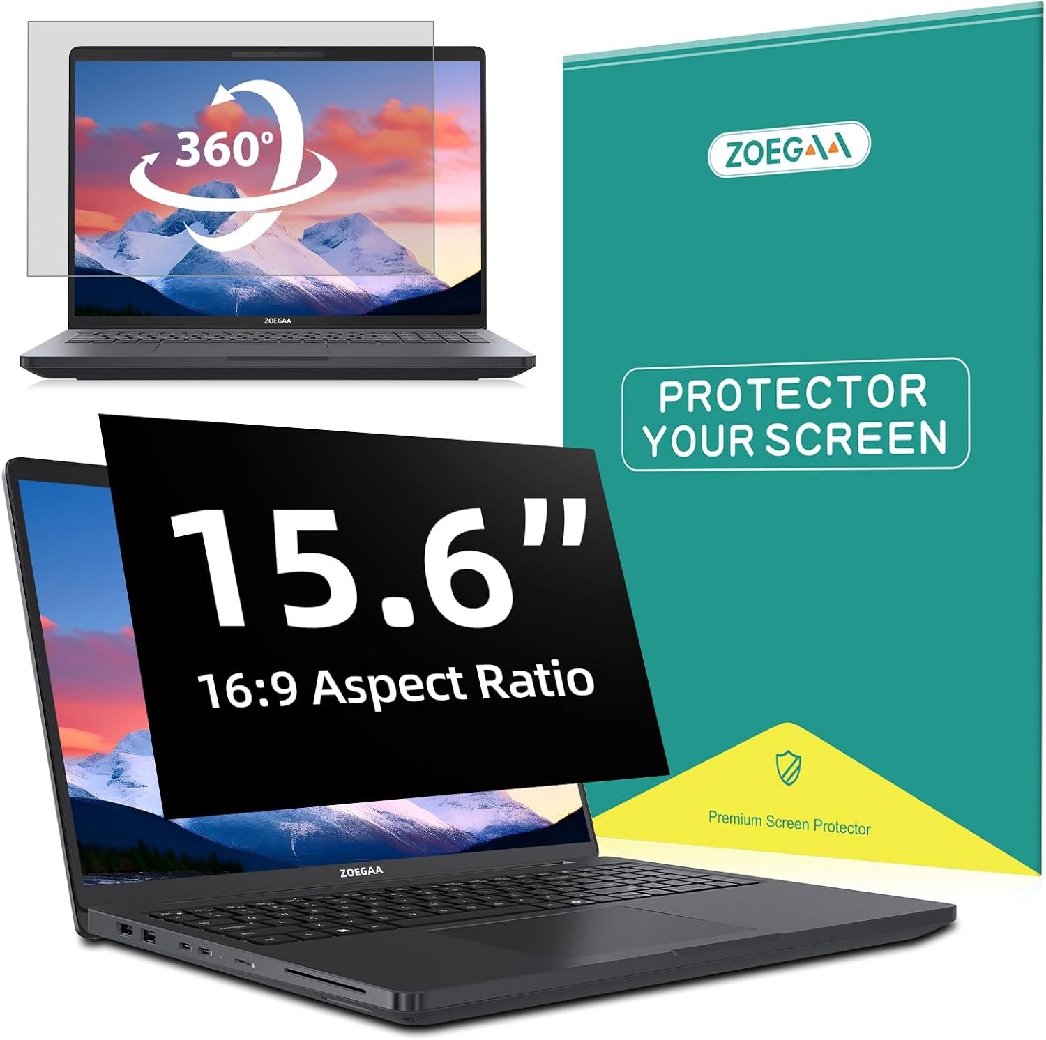 4-way 360°Laptop Privacy Screen For 15.6 Inch 16:9 Computer, Removable Privacy S