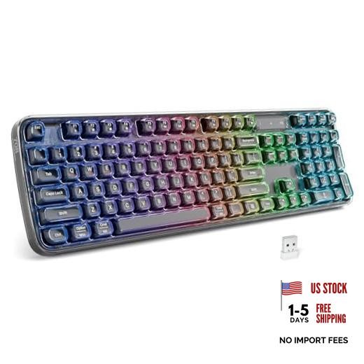 Computer Backlit Keyboard - Full-Size Bluetooth Wireless Black Crystal
