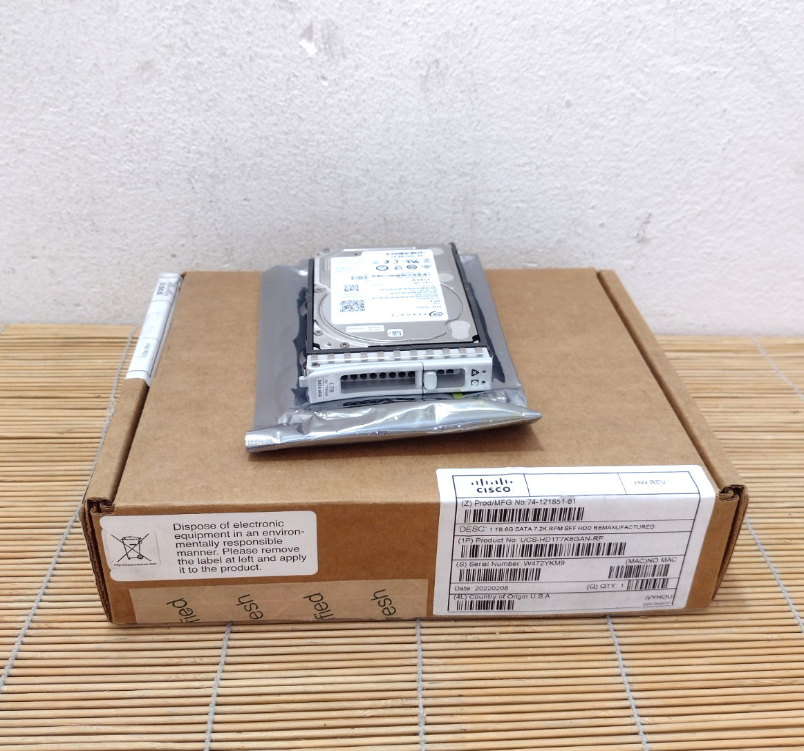 Cisco UCS-HD1T7K6GAN-RF 1TB 6G SATA 7.2K RPM SFF HDD Refurbished by Cisco