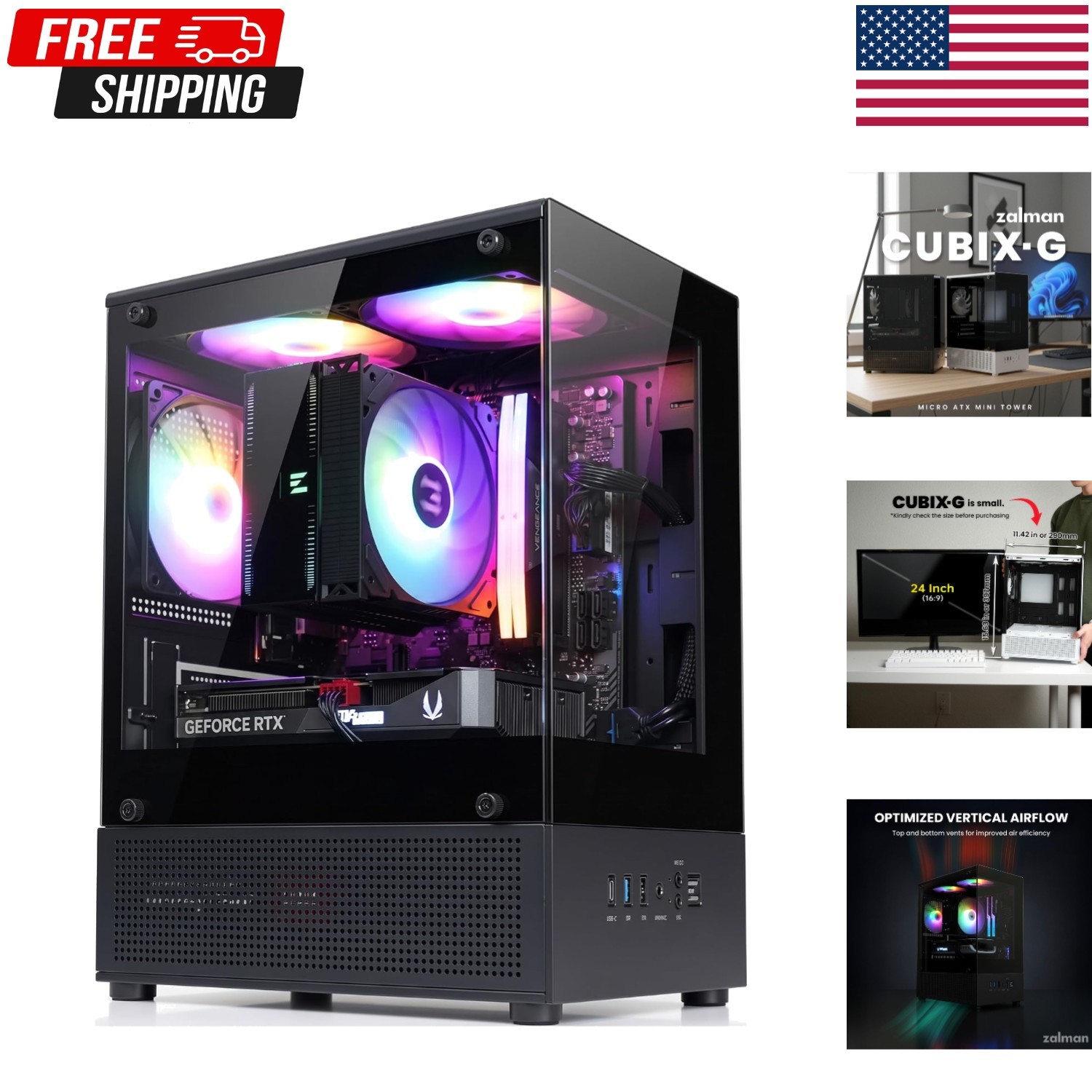 Zalman CUBIX-G Micro-ATX PC Case, MATX Case with 3 X 120mm FRGB Fans Pre-Install