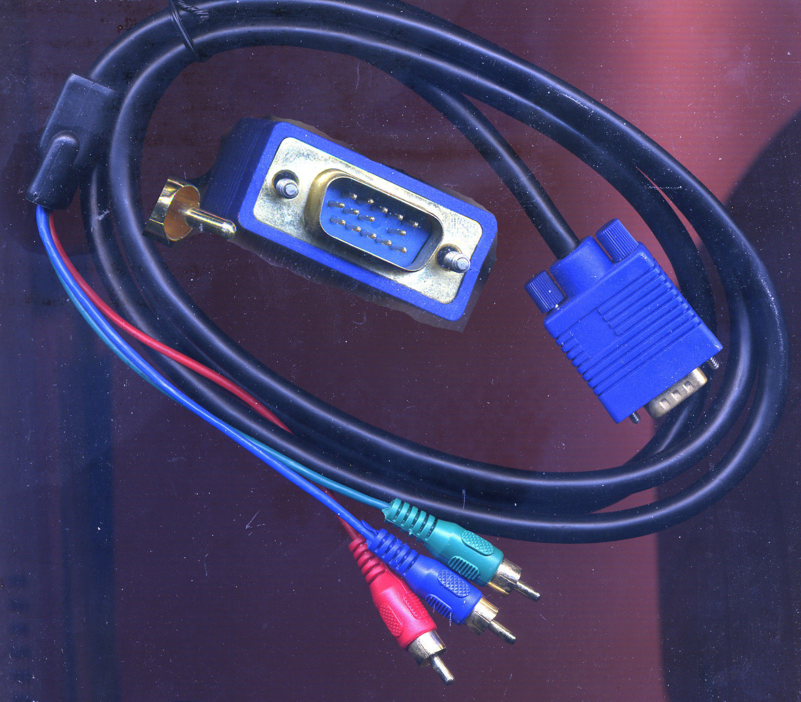 HD15 DSub VGA 3 RCA 12ft HDTV Video Graphics Component RGB Breakout Cable PC MAC