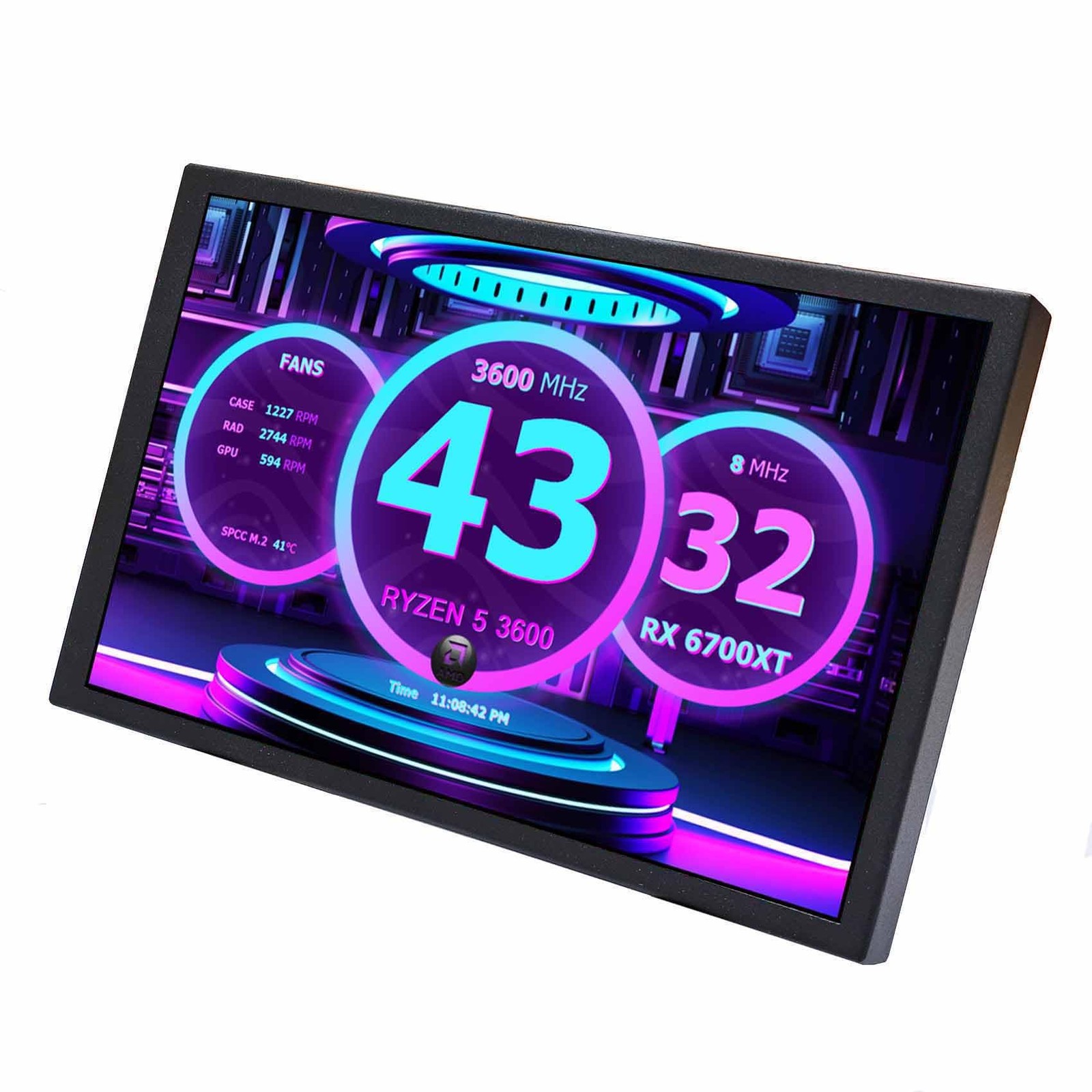 8 Inch Small Mini LCD Monitor 1280x800 IPS Screen Display for PC Case DIY Bui...