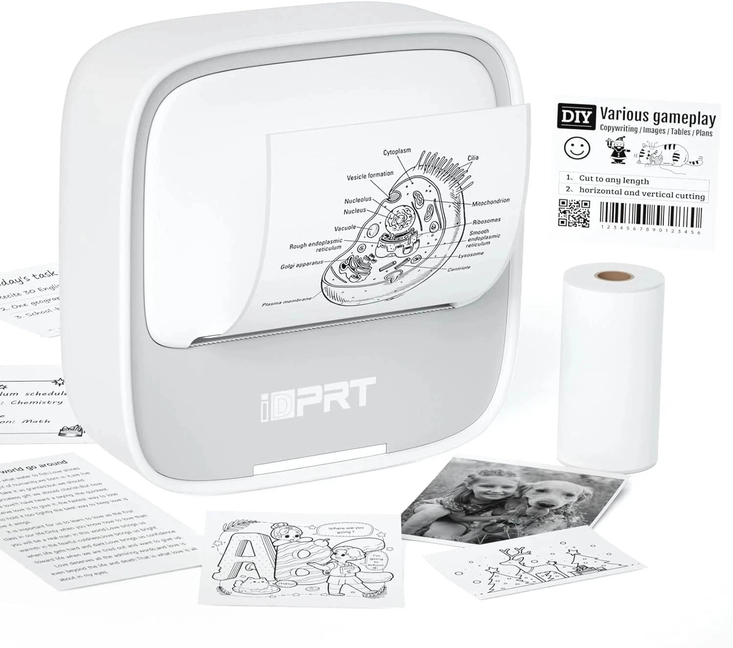 iDPRT Mini Printer with Sticker Paper, Portable Sticker Printer Efficiently and