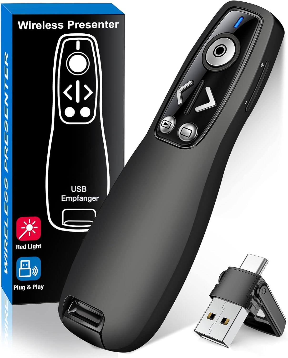 2-In-1 USB Type C Presentation Clicker Wireless Presenter Remote for Powerpoint,
