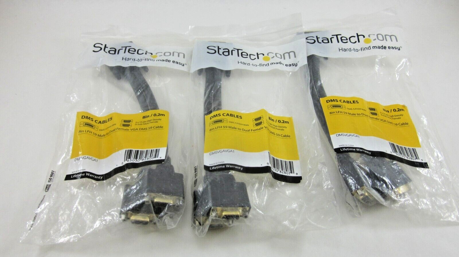StarTech  DMSDVIVGA1 8'' LFH 59 Male To Female DVI I VGA DMS 59 Cable Lot of 3