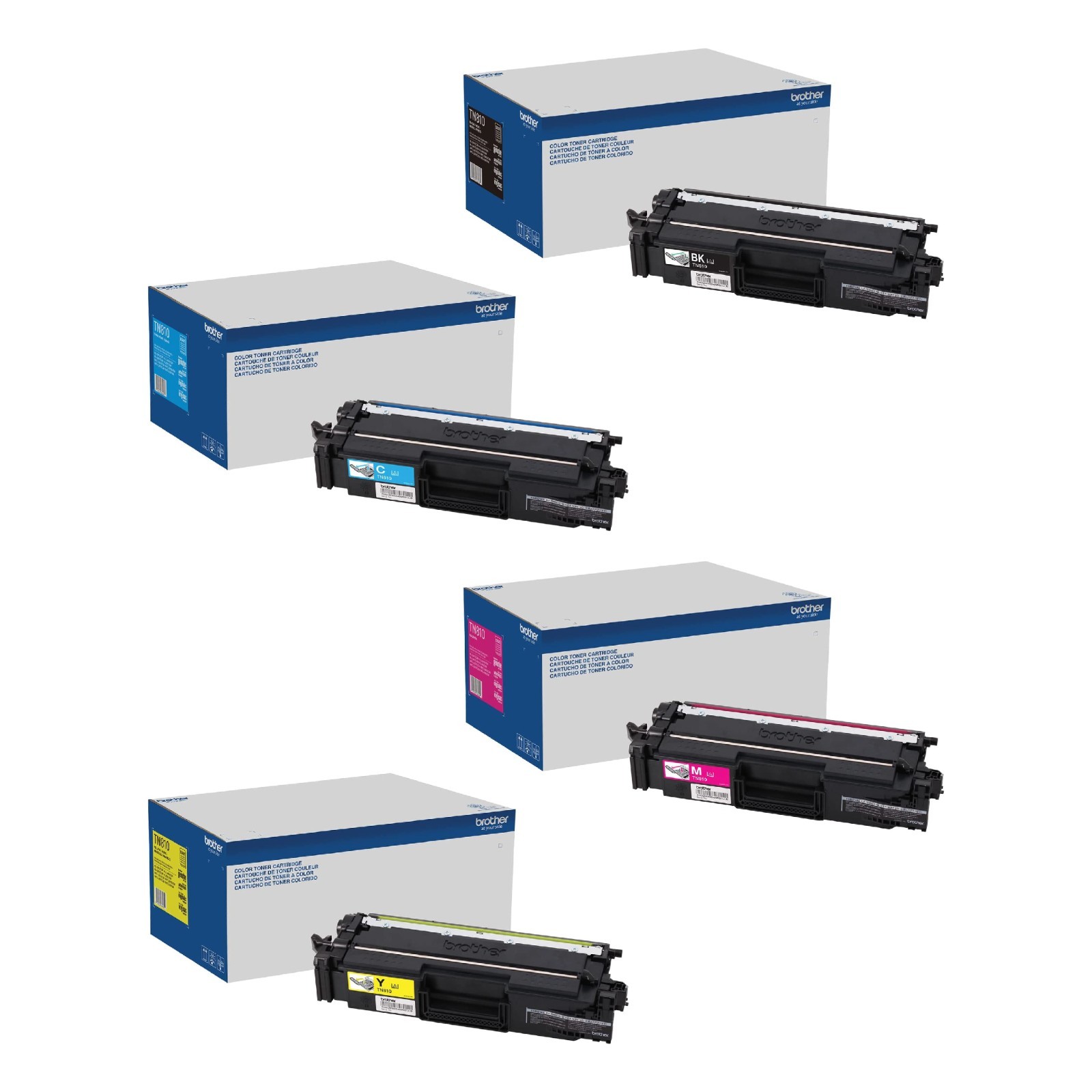 Brother TN810 Color Toner Cartridge Set 4 Pack ( Black Cyan Magenta Yellow )