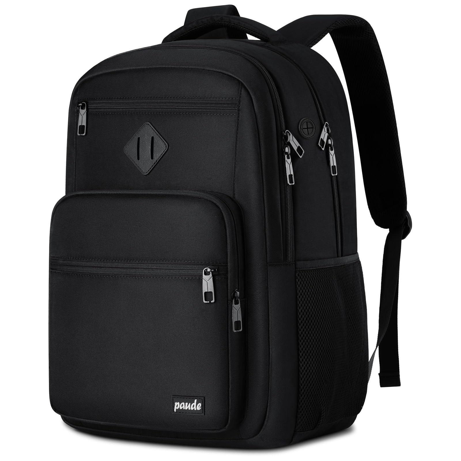 Paude Black Backpack,School Backpack for Teens Adults 15.6 inches,