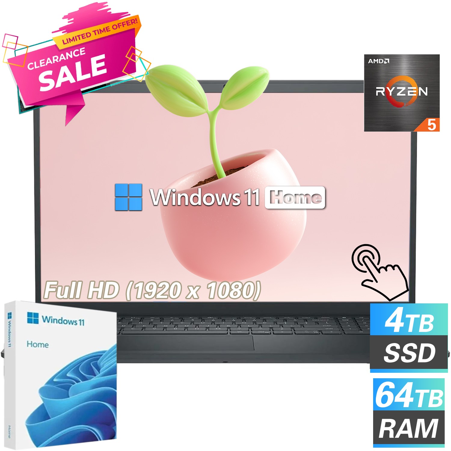 🎉Dell Inspiron Laptop 15.6" FHD Touch Backlit AMD Ryzen 7 UPTO 64GB RAM 2TB SSD