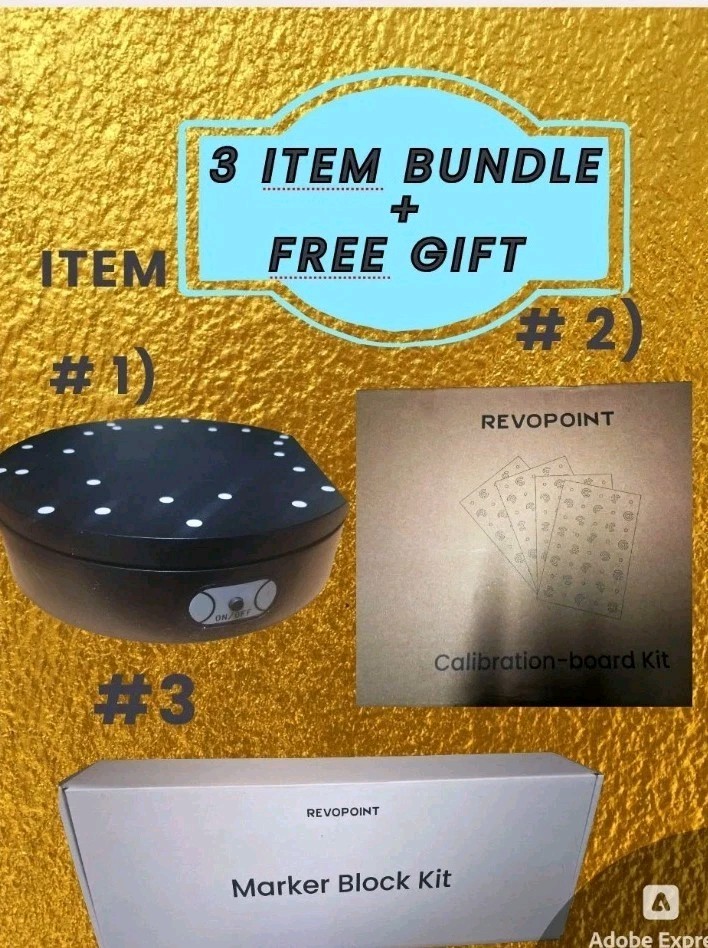 Revopoint  Bundle   #1 Marker Block Kit #2 Rotating Platform #3 ReadDescription