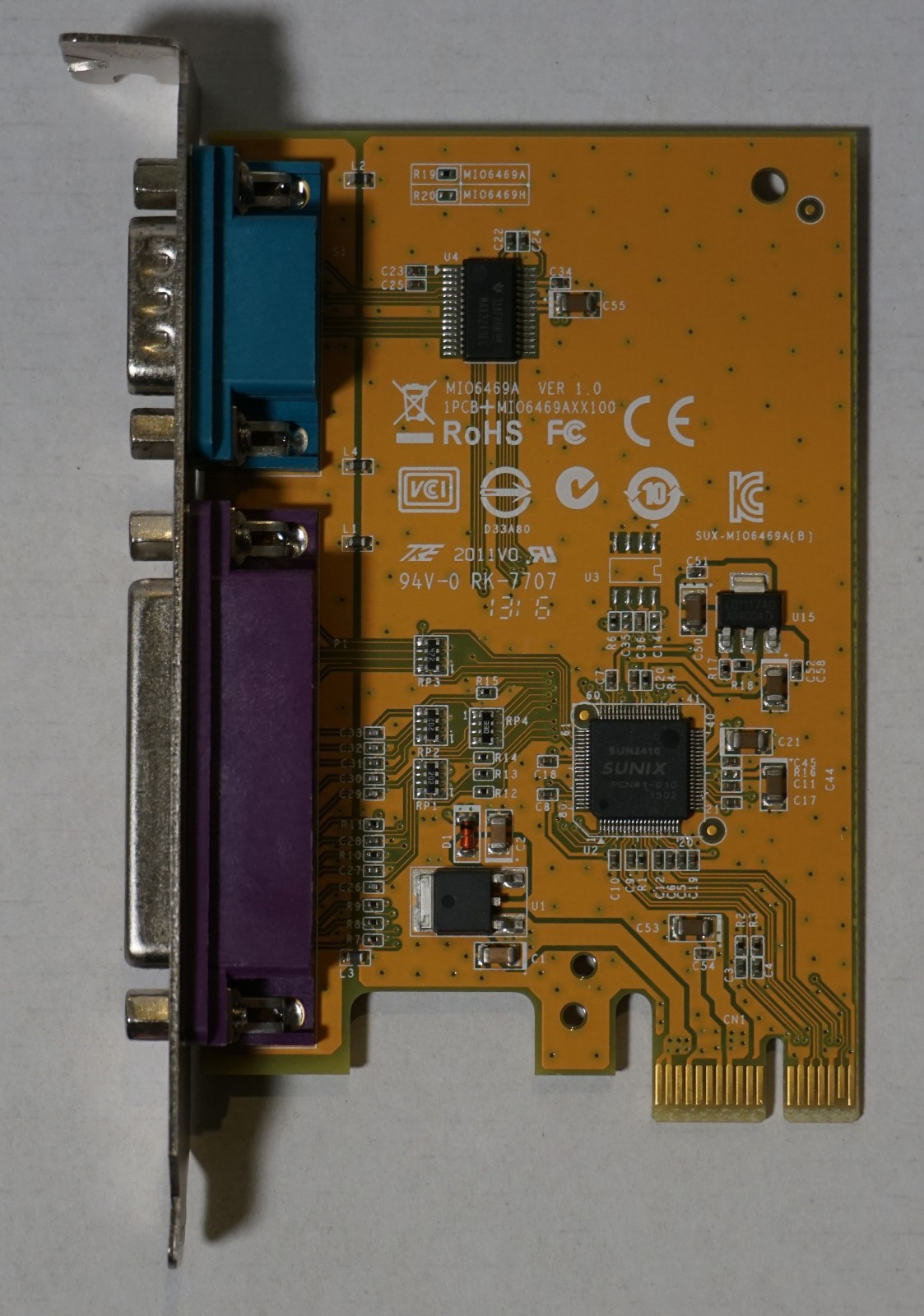 SUNIX MIO6469A Card 1xRS-232 (COM) 1xIEEE 1284 (LPT) PCI-E x1 Dell 05R3FC