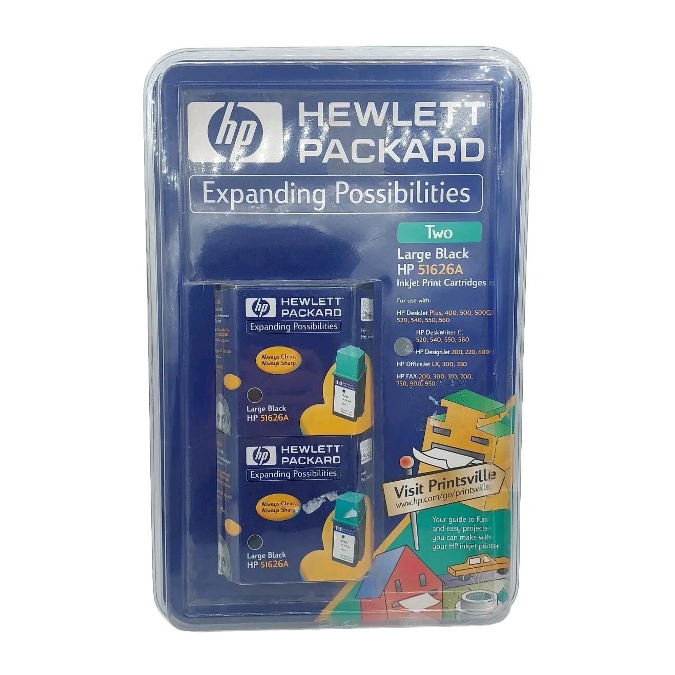 HP 51626A Hewlett Packard Set of 2 Large Inkjet Print Cartridges EXPIRED 