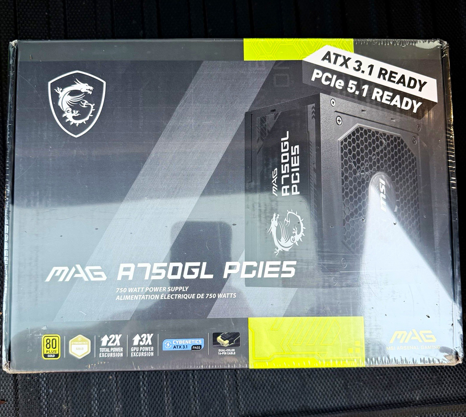 MSI MAG A750GL PCIE5 750W ATX 3.1 PCIe 5.1 80 Plus Gold PSU Black