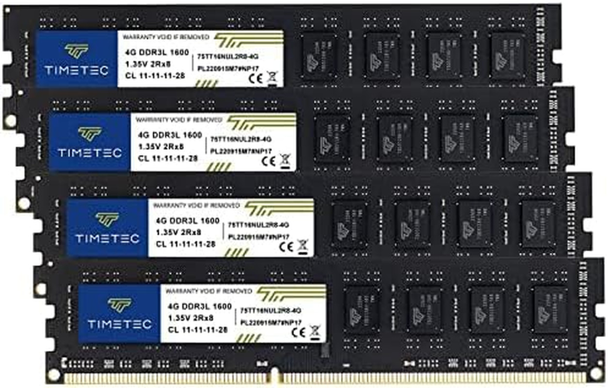 16GB Kit(4X4Gb) DDR3L / DDR3 1600Mhz PC3L-12800 / PC3-12800 Non-Ecc Unbuffered 1