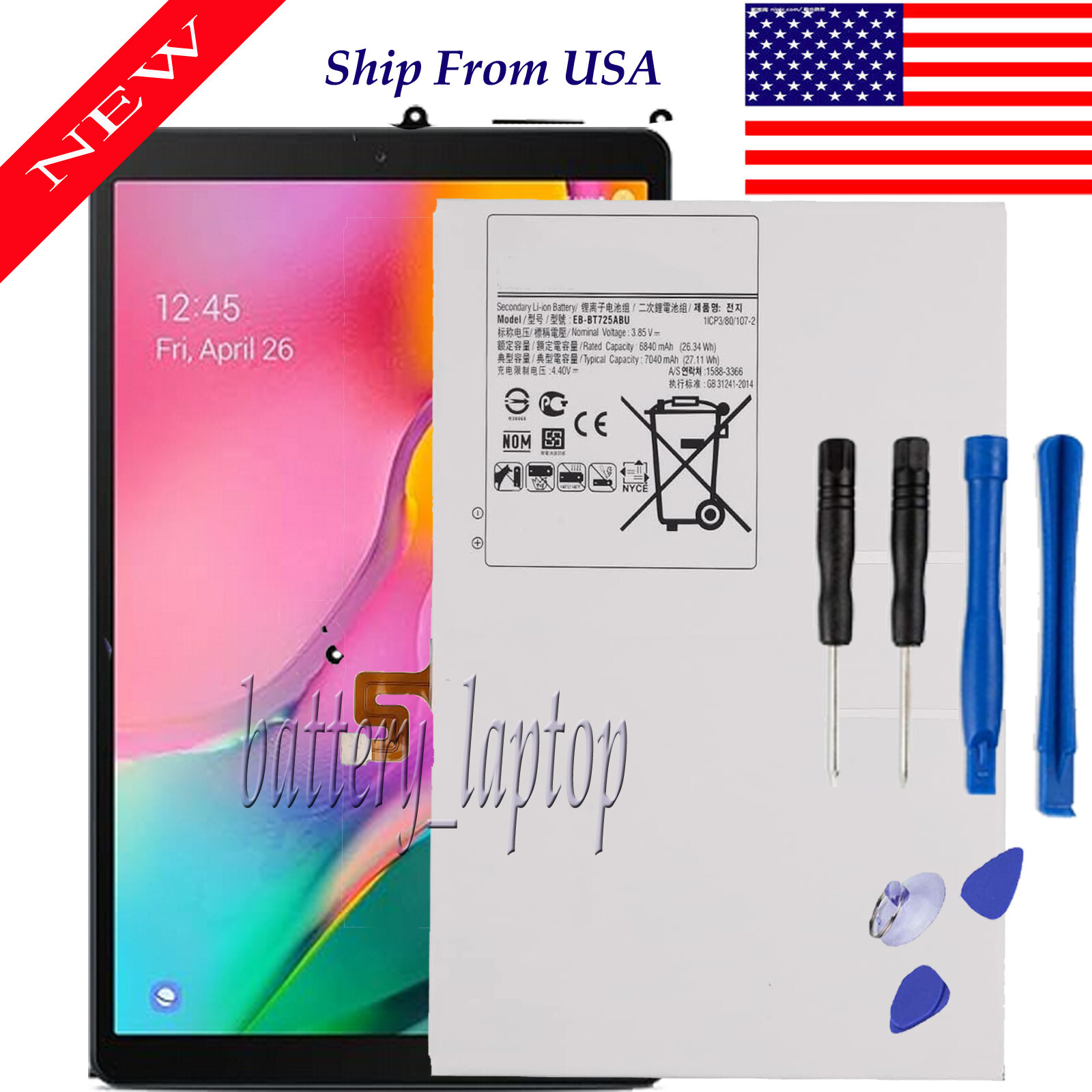 New Battery For Samsung Galaxy Tab S6 Lite 10.4" SM-P610, SM-P610N, SM-P615