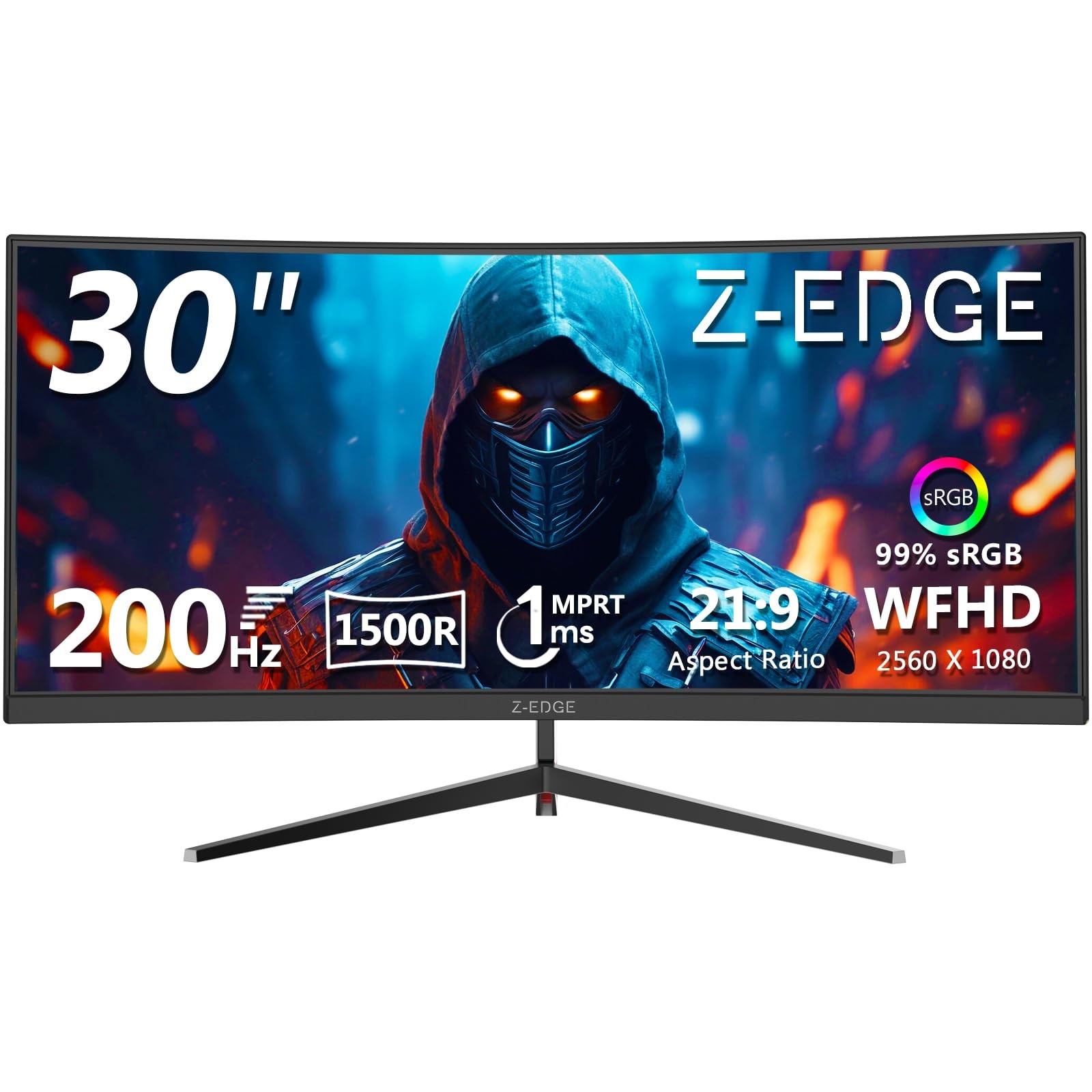 Z-Edge 30-inch Curved Gaming Monitor, 200Hz Refresh Rate, 21:9 2560x1080 Ultra W