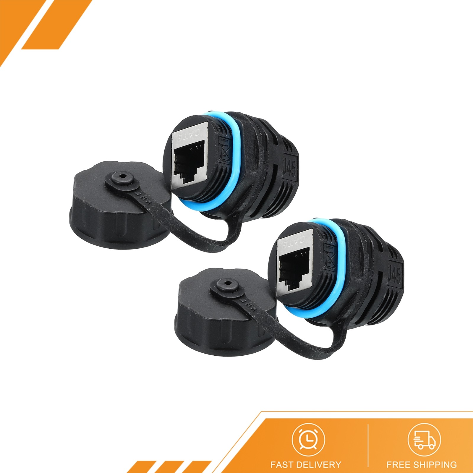 2Pack RJ45 Panel Mount Coupler, Bulkhead Ethernet Connector Blue