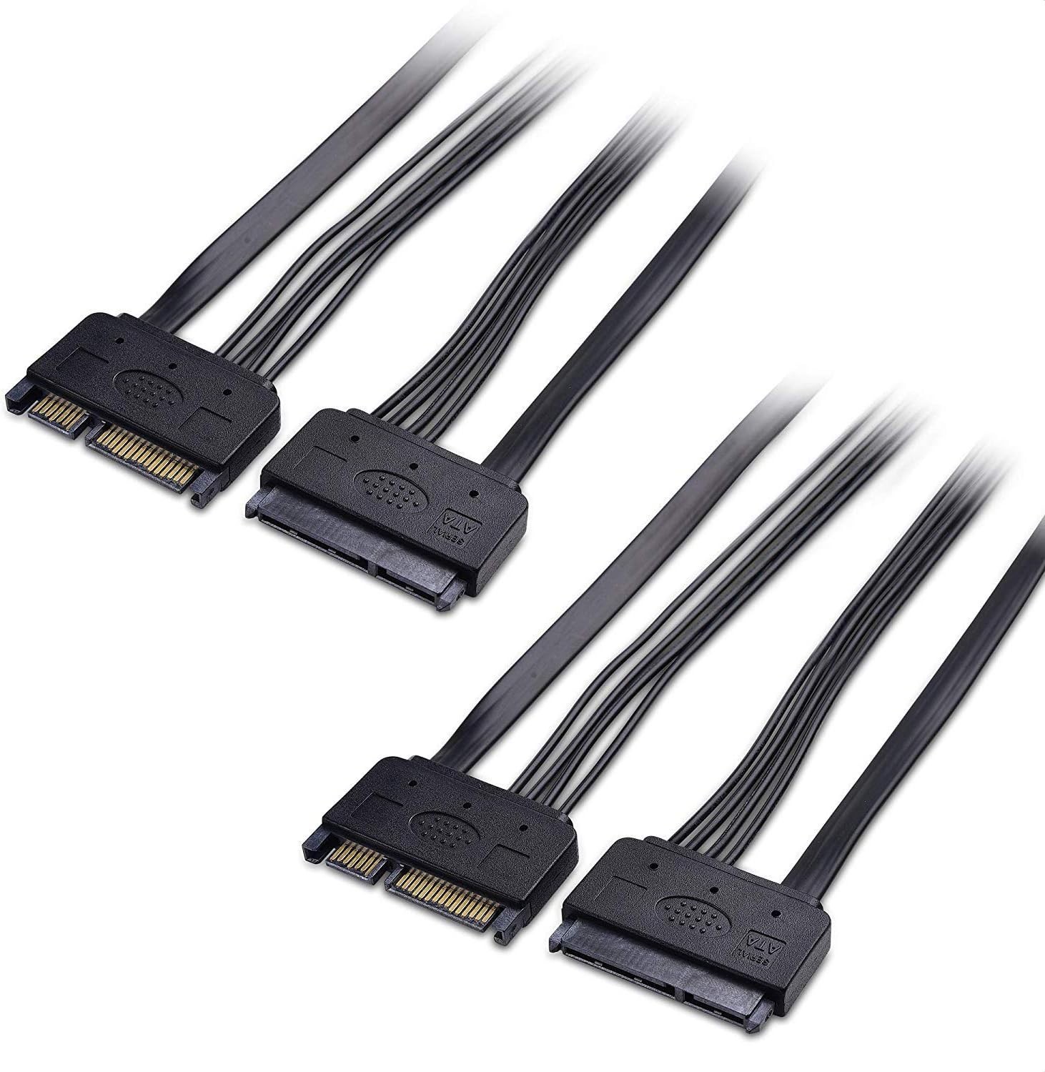 2-Pack 22-Pin Power and Data SATA Extension Cable - 20 Inches