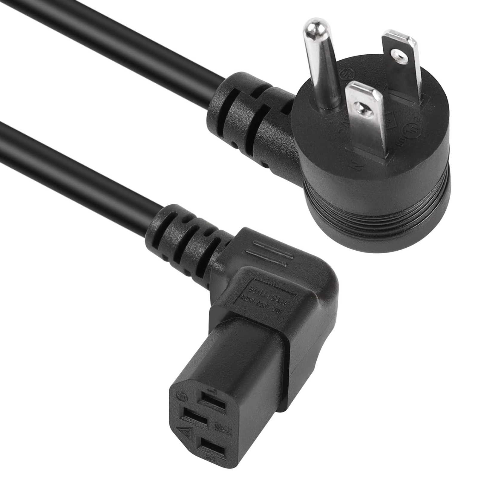 GELRHONR 90 Degrees 3 Prong AC to IEC320 C13 Power Cord,10A 125V Down Angle NEMA