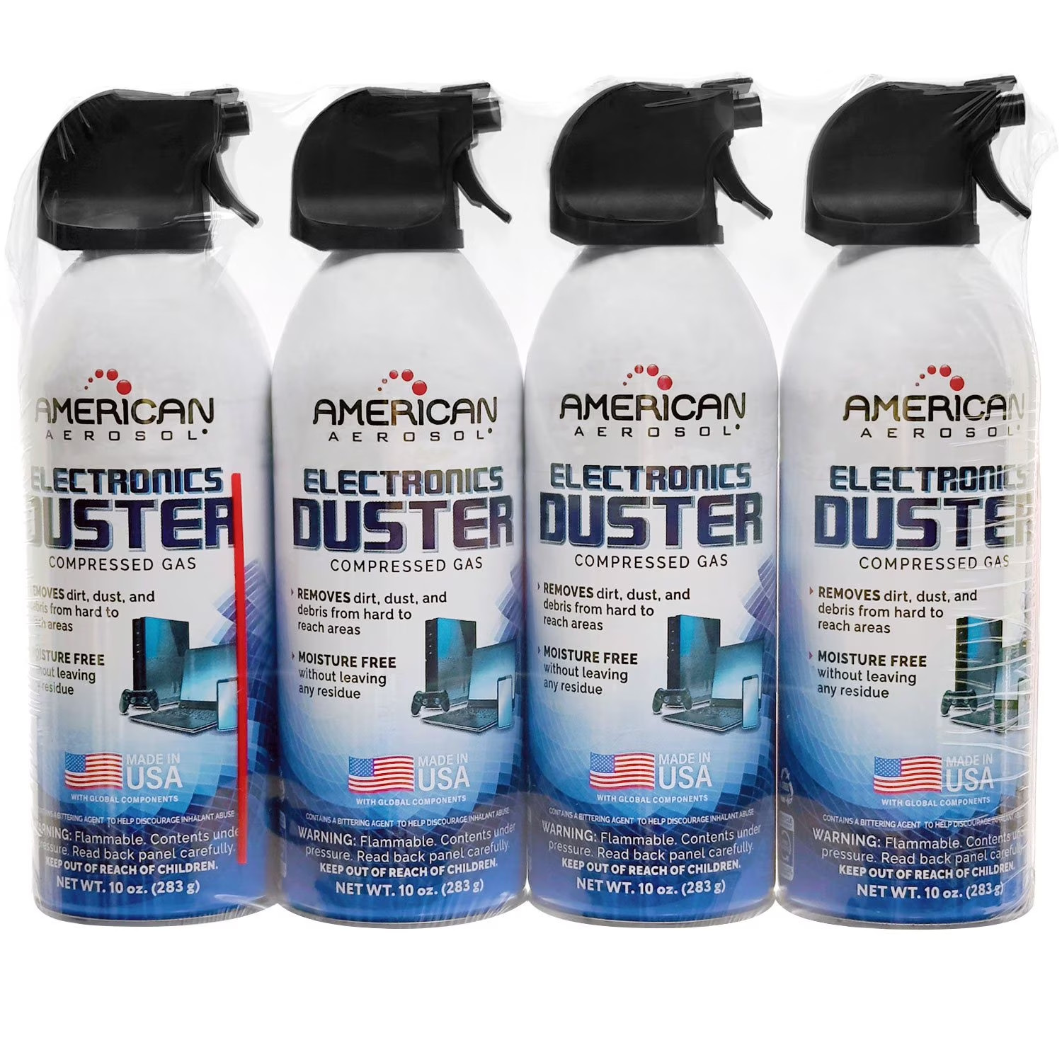 American Aerosol Compressed Gas Electronics Duster 10 oz 4-Pack | 
