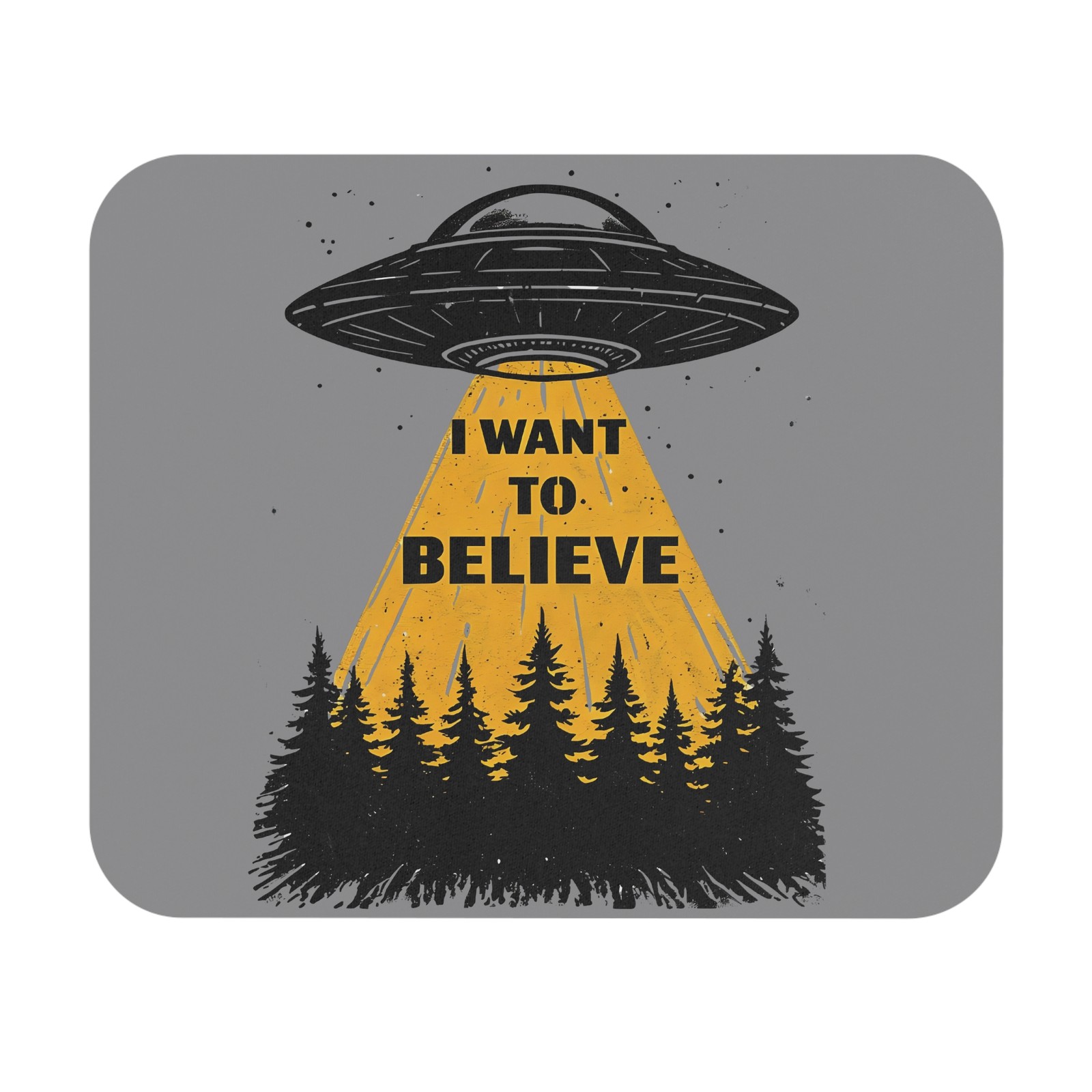 I Want to Believe UFO Abduction Mouse Pad | Alien Spaceship Desktop Mat