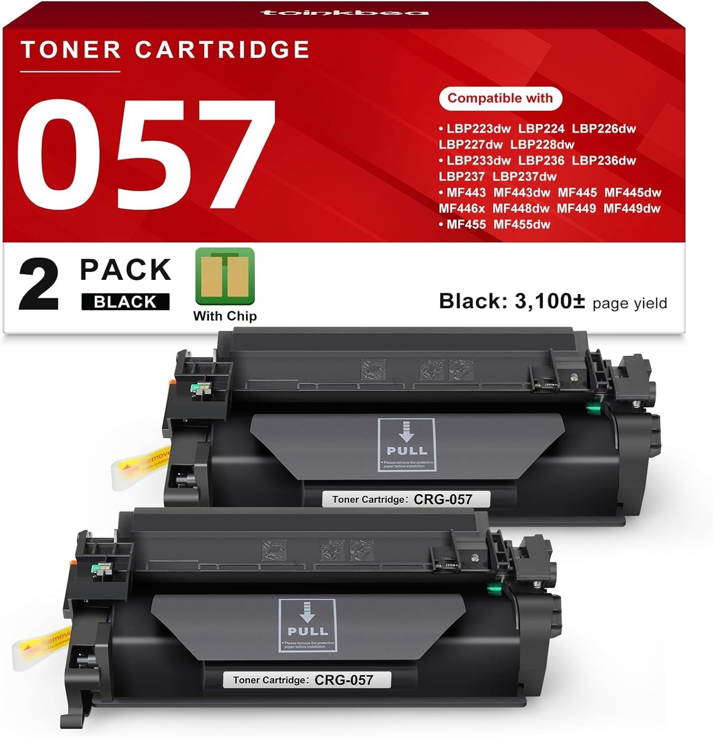 2 Pack 057 057H High Yield Toner Compatible for Canon LBP227dw MF445dw LBP226dw