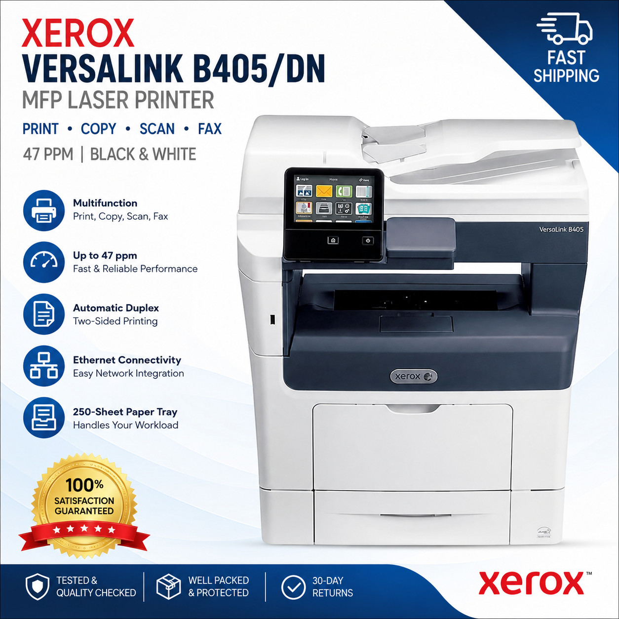 Xerox VersaLink B405 Laser printer A4 45ppm Duplex Copy Scan email B405DN w/Tonr