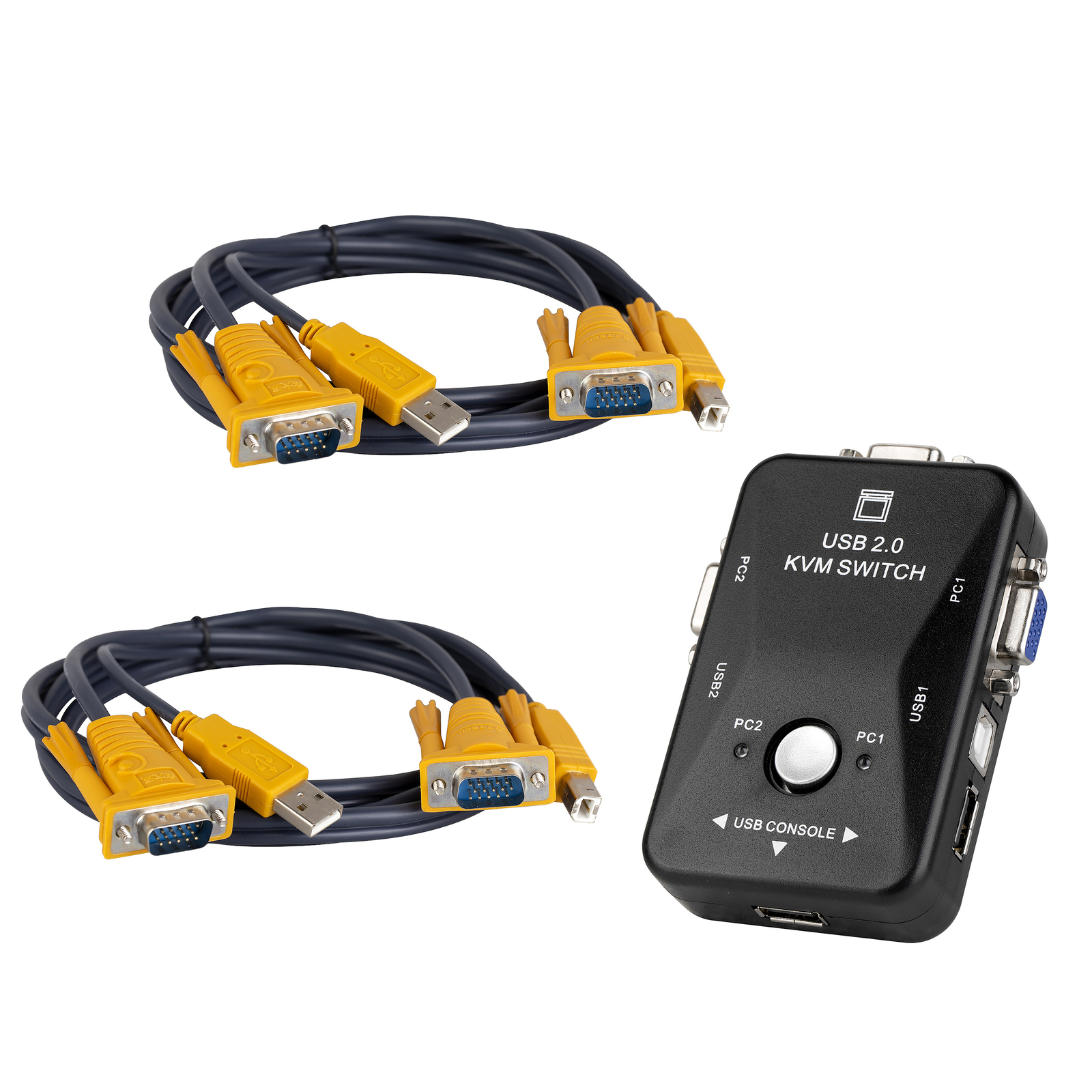 KVM Switch 2 Port VGA USB for PC Server Monitor Mouse Keyboard Share Selector