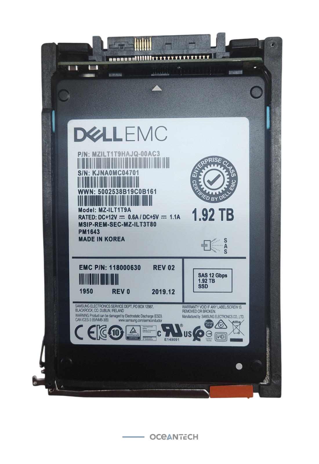 MZ-ILT1T9A Dell EMC Samsung PM1643 1.92TB SAS 2.5'' SSD 118000630 SEE NOTES