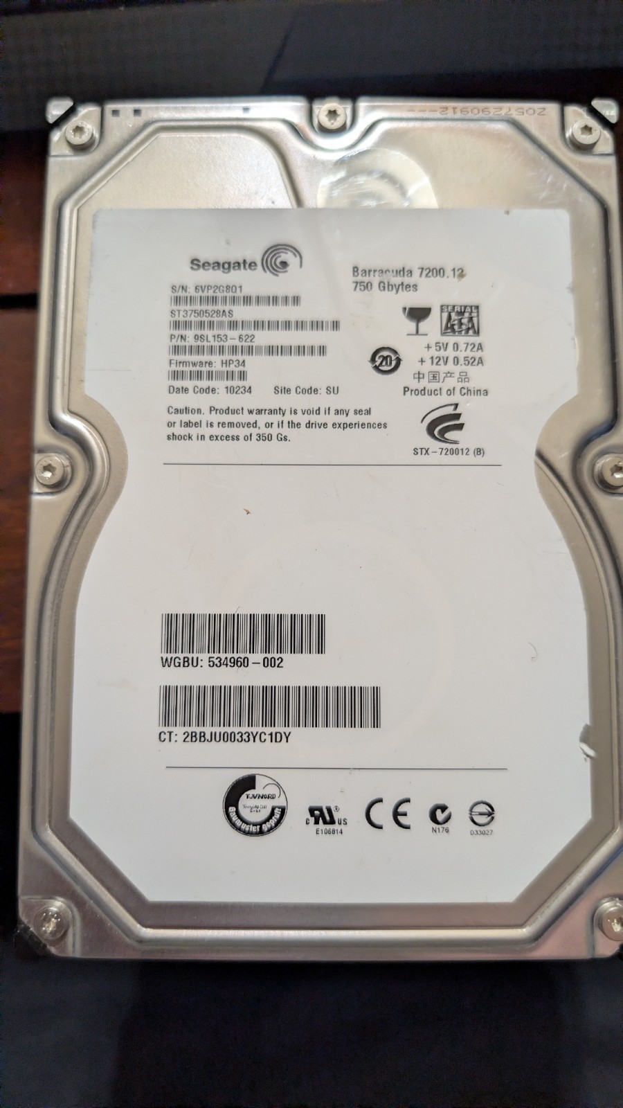 Seagate Barracuda 7200.12 750GB Internal 7200RPM 3.5" (ST3750528AS) HDD