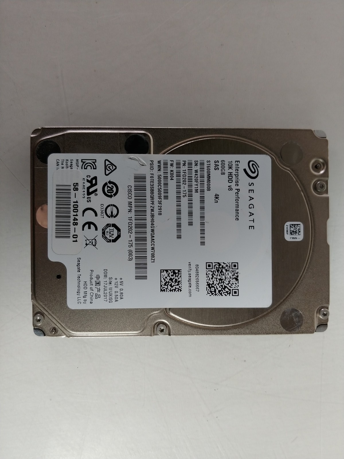 Lot of 10 Seagate Cisco Enterprise ST600MM0008 600 GB SAS 3 2.5 in Hard Drive