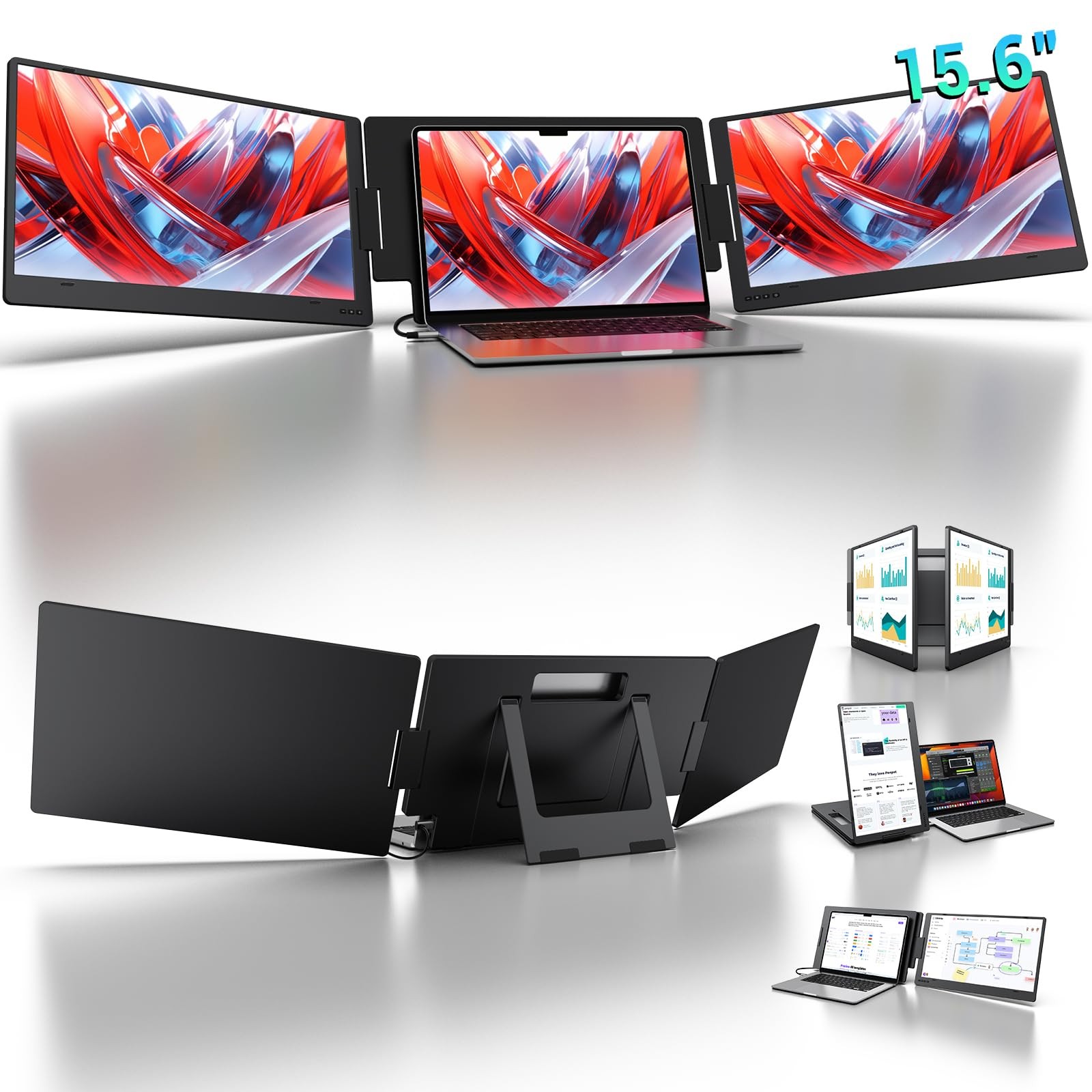 KYY 15.6 inch Laptop Screen Extender 1080P FHD IPS Portable Monitor Space Black