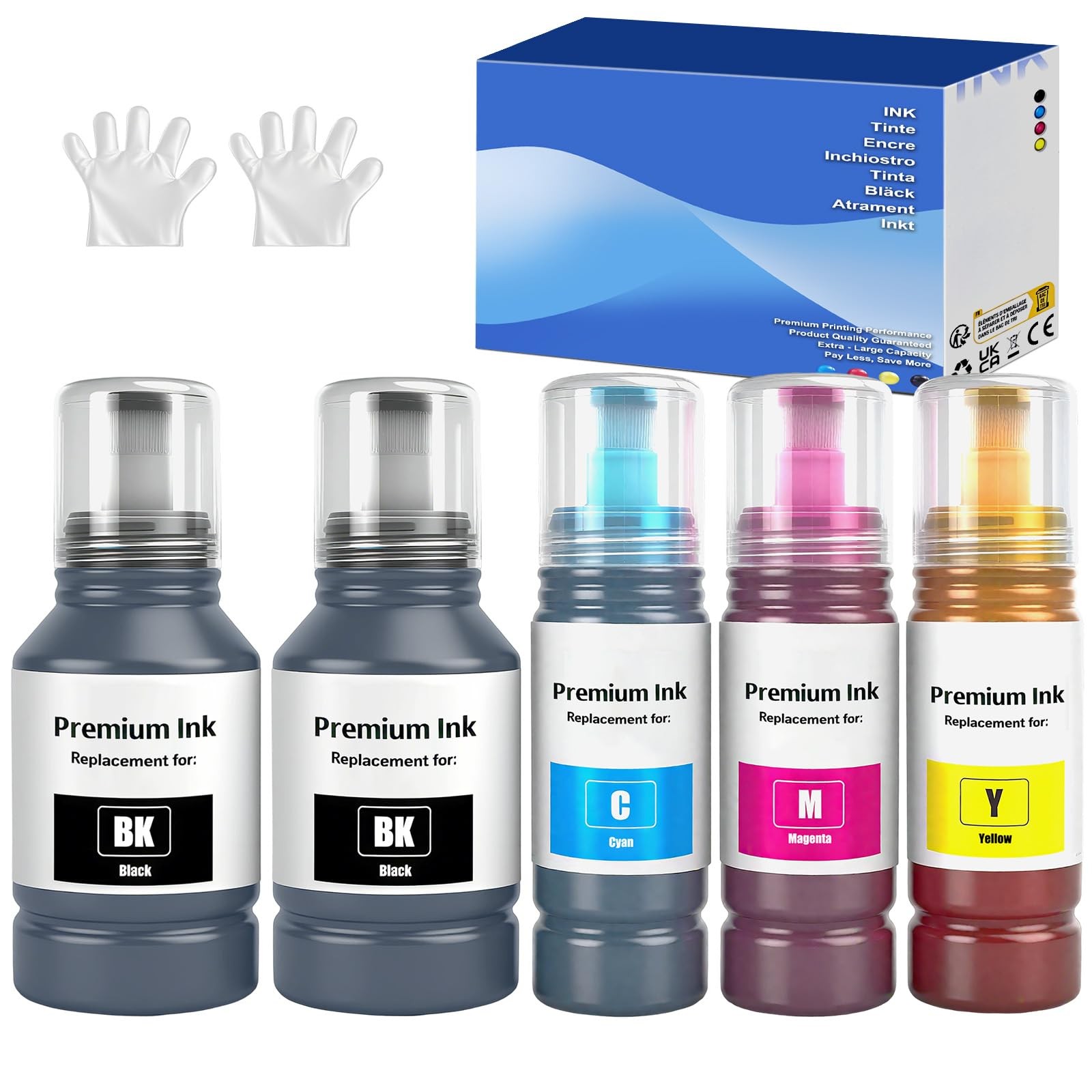 5 PCS T502 Ink Refill Bottles Replacement For ET2850 ET3850 ET4850 Printer