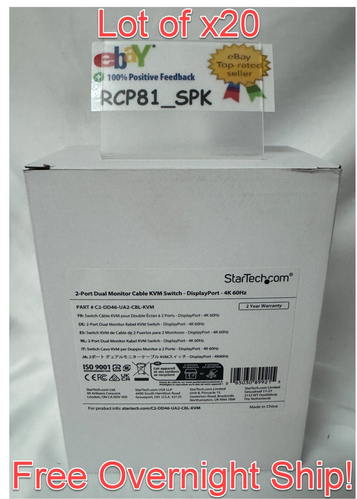 Bulk Lot of x20 StarTech Dual Monitor DisplayPort KVM C2-DD46-UA2-CBL-KVM NIB