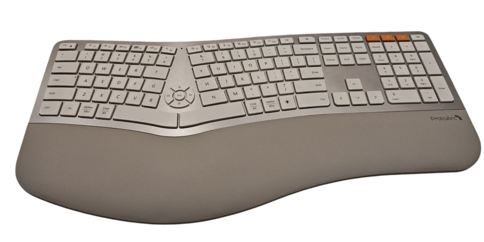 ProtoArc EK01 Plus Backlit Wireless Ergonomic Workspace Keyboard Full Size