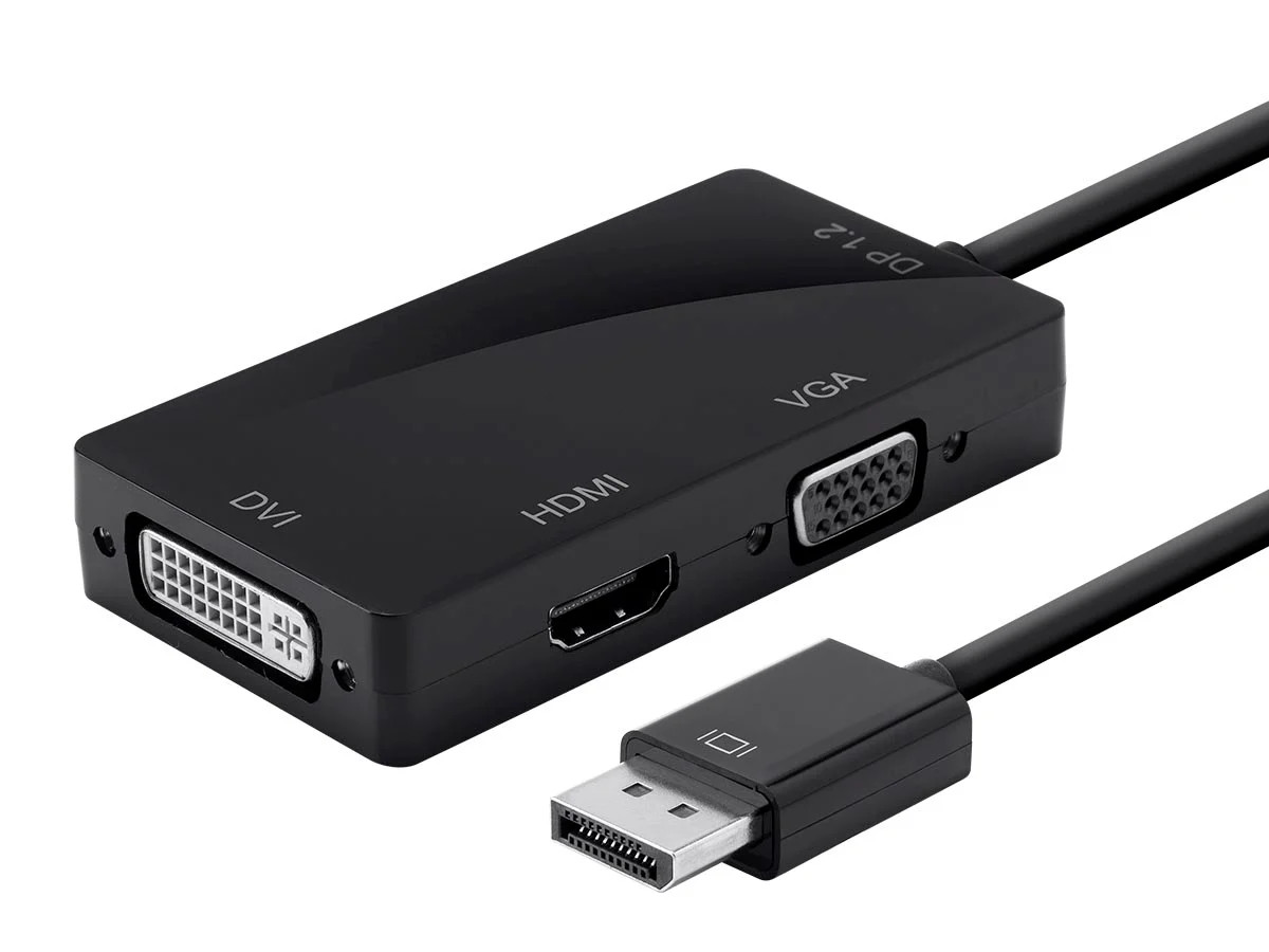 Monoprice DisplayPort 1.2a to 4K HDMI, Dual Link DVI, VGA Passive Adapter, Black