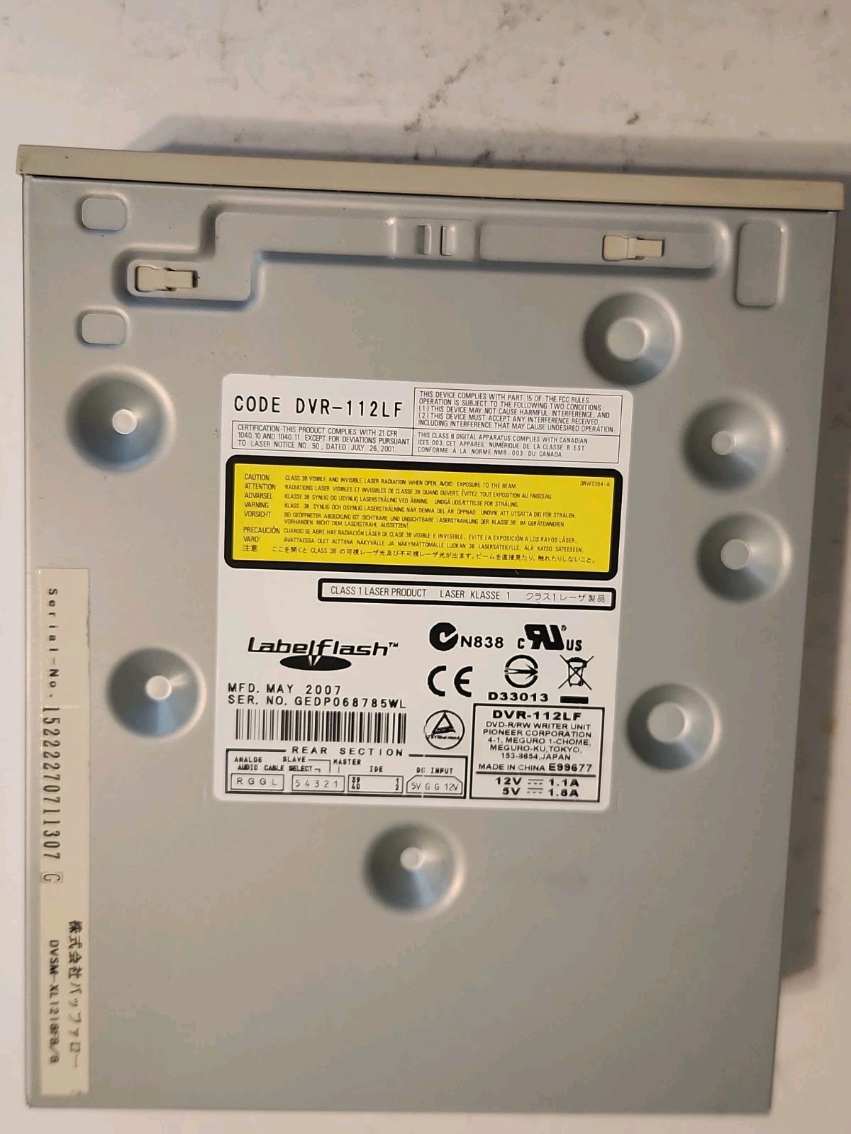 Pioneer DVD-R/RW WRITER UNIT, DVR-112LF -  