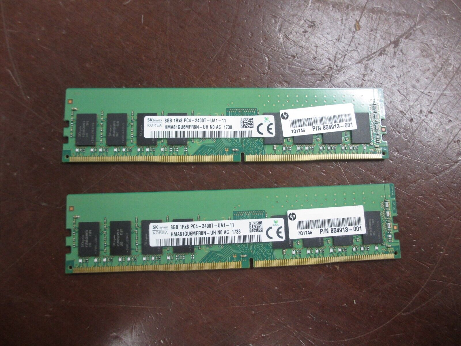 Lot of 38 SK Hynix 8GB 1Rx8 PC4-2400T HMA81GU6MFR8N-UH HP P/N: 854913-001 Memory
