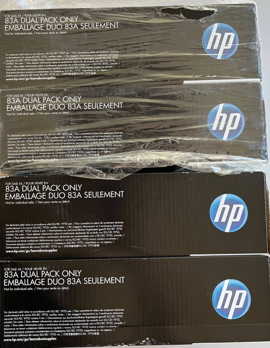 4 Genuine HP 83A LaserJet Toner Cartridges - Black (CF283A) Same Day Shipping