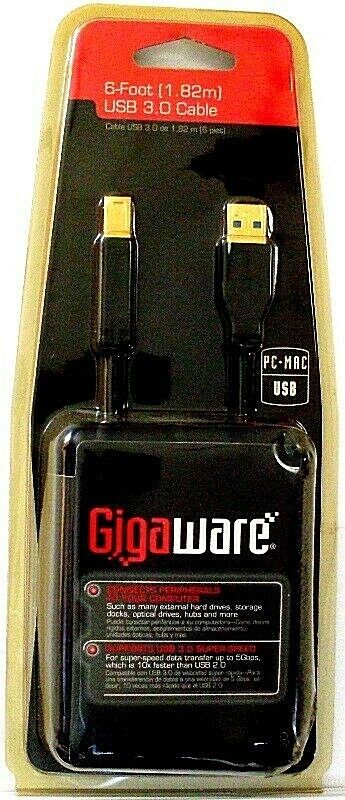 GIGAWARE 2601524 6-FT. USB 3.0 CABLE NEW IN PKG. FREE U.S. SHIPPING