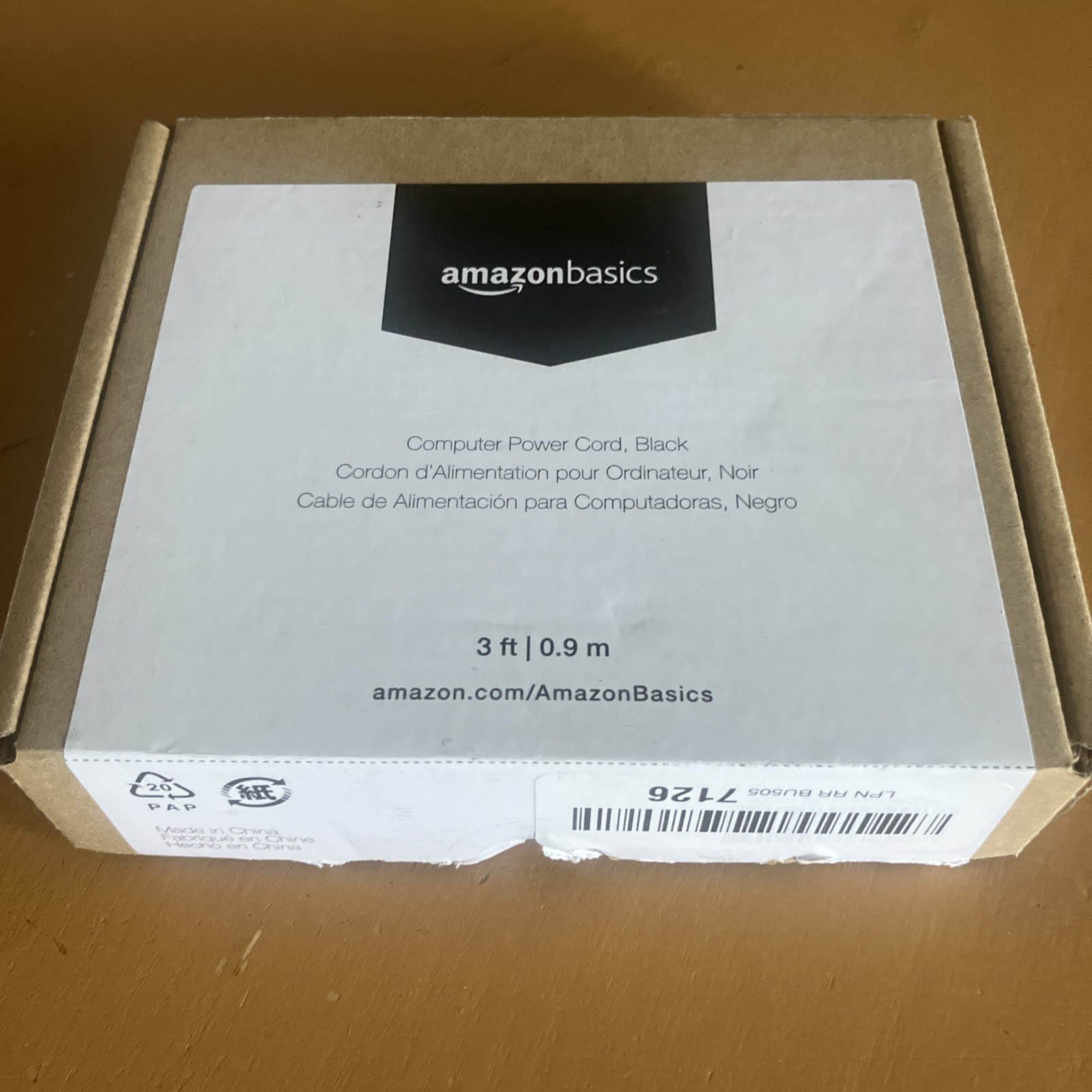 Amazon Basics Computer Monitor TV Replacement Power Cord 3-Foot Black