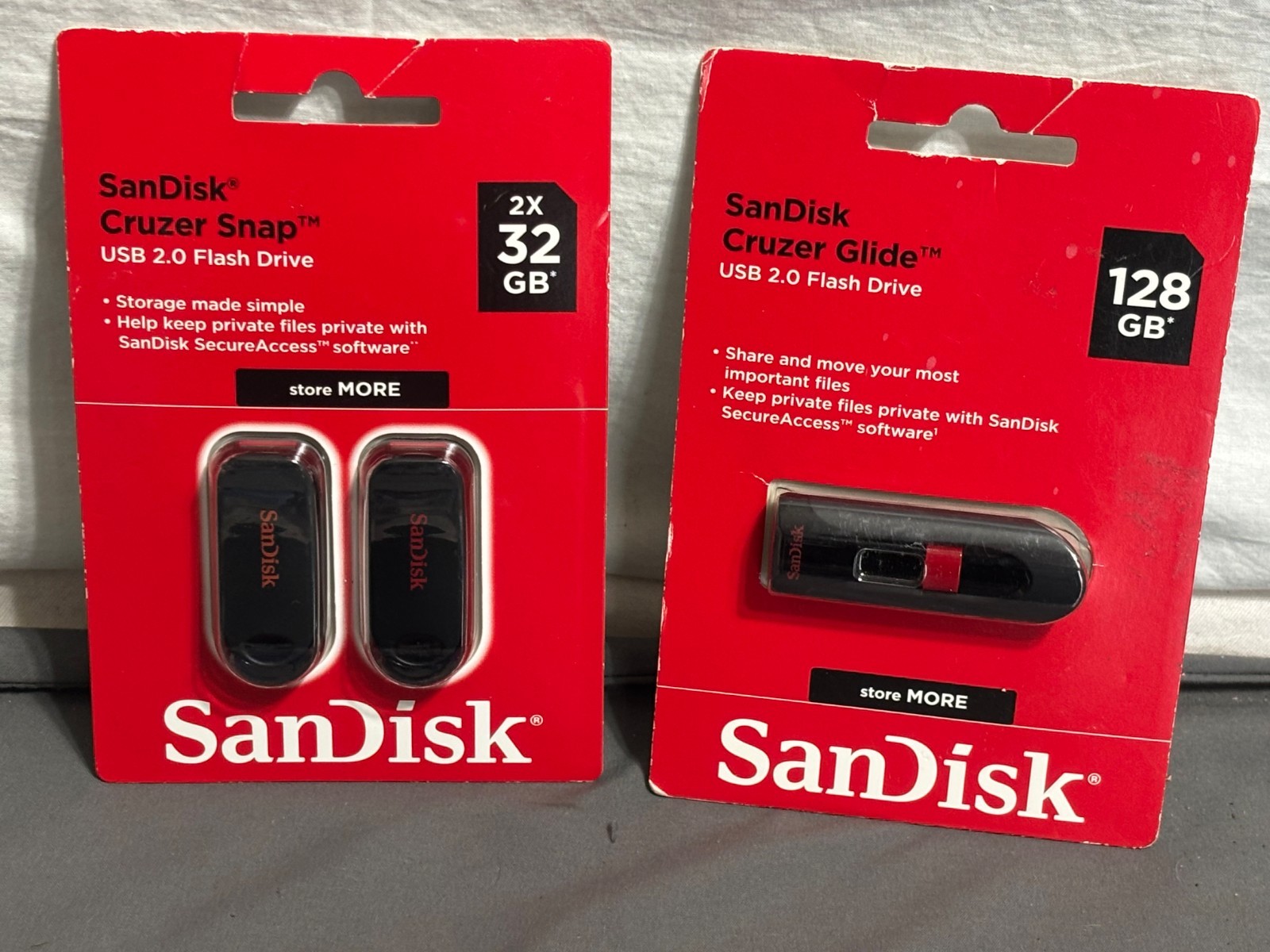 Lot 3 NOS NEW SANDISK CRUZER SNAP USB 2.0 Flash Thumb Jump Pen Drive 32GB 128GB
