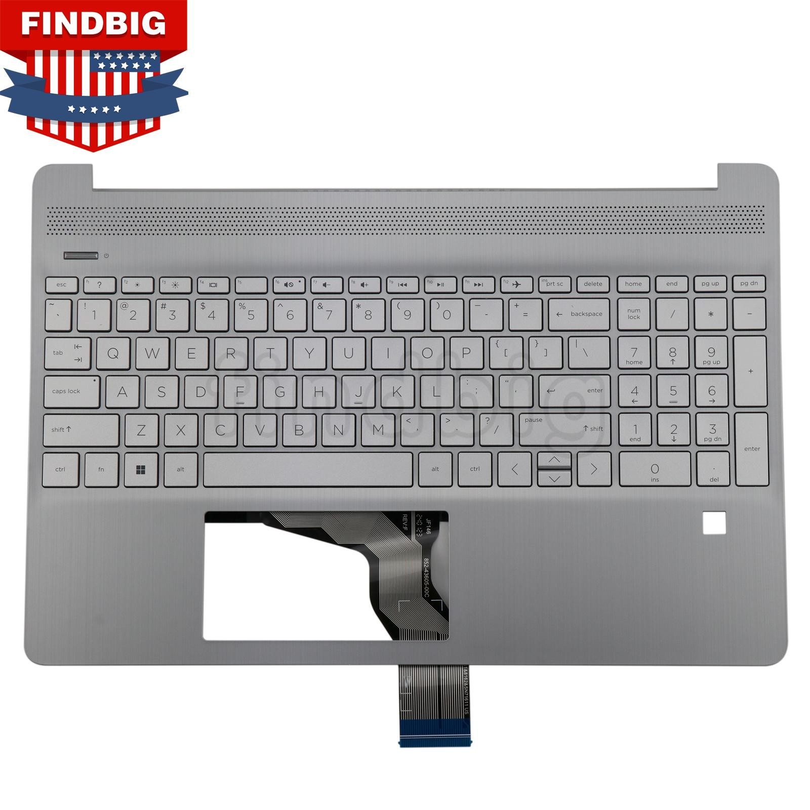 New For HP 15-DY 15-EF 15-EF1013DX Palmrest Keyboard Non-Backlit FPR Silver US