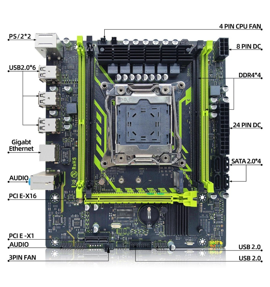 ZSUS X99-8D4 Motherboard Set Kit With LGA2011-3 Xeon E5 2650 V4 CPU DDR4 16GB 