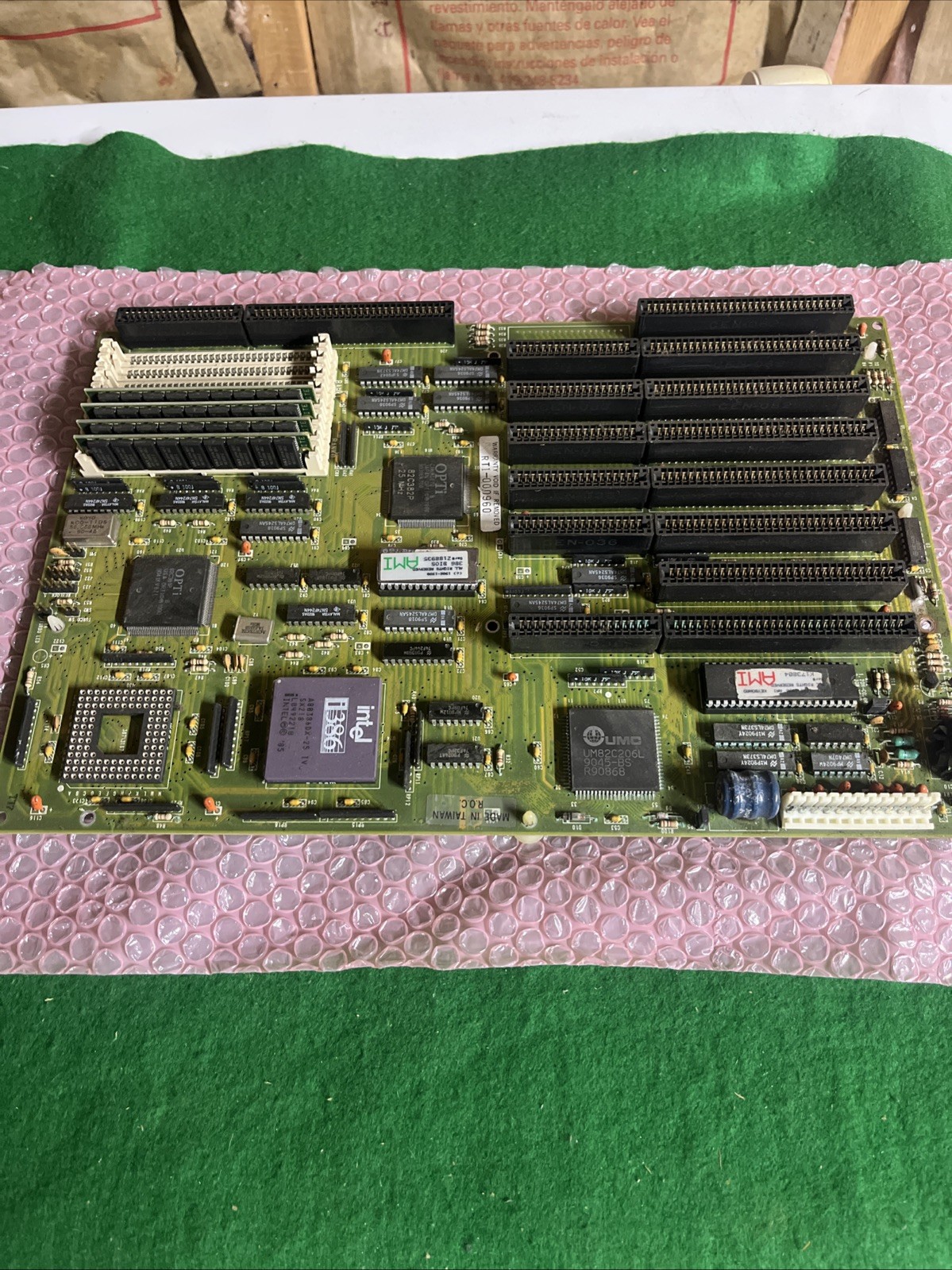 Vintage OPTi 386DX Motherboard 82C382 AMI BIOS 30-pin SIMM ISA Slots Tested